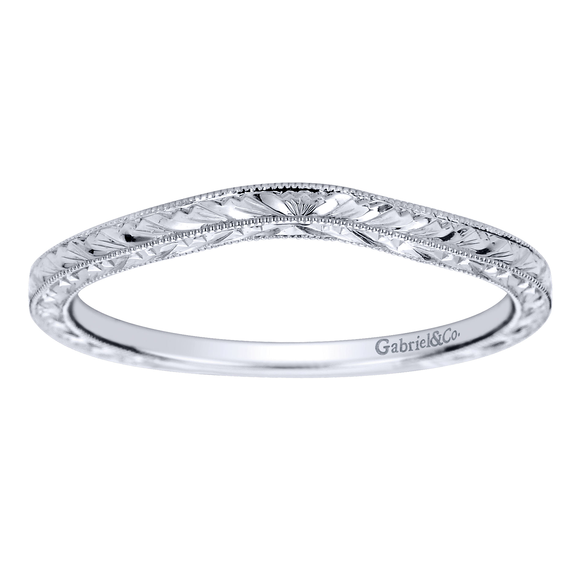 14k White Gold Curved Wedding Band angle 5 14k White Gold Curved Wedding Band angle 5