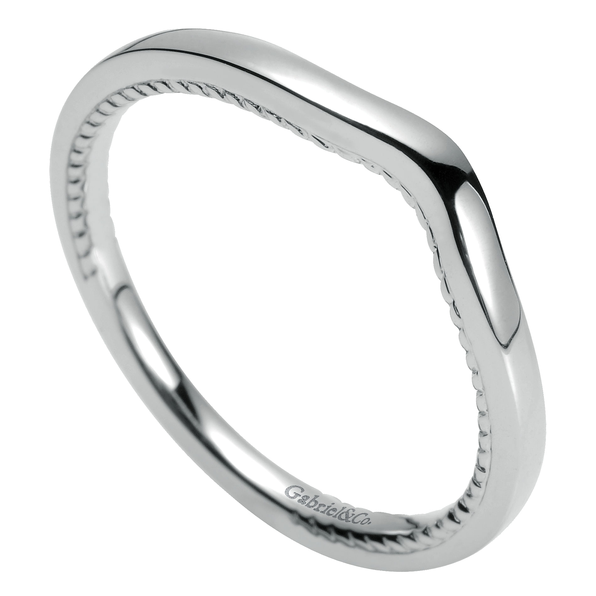 14k White Gold Curved Wedding Band angle 3 14k White Gold Curved Wedding Band angle 3