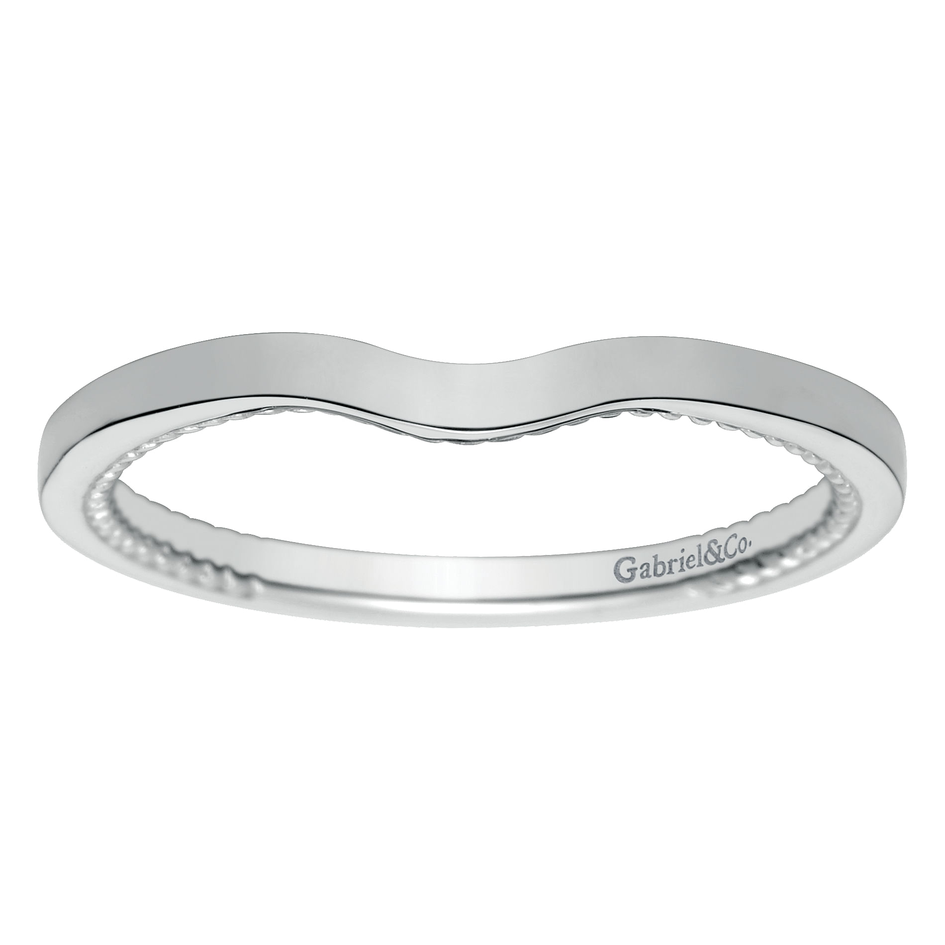 14k White Gold Curved Wedding Band angle 5 14k White Gold Curved Wedding Band angle 5
