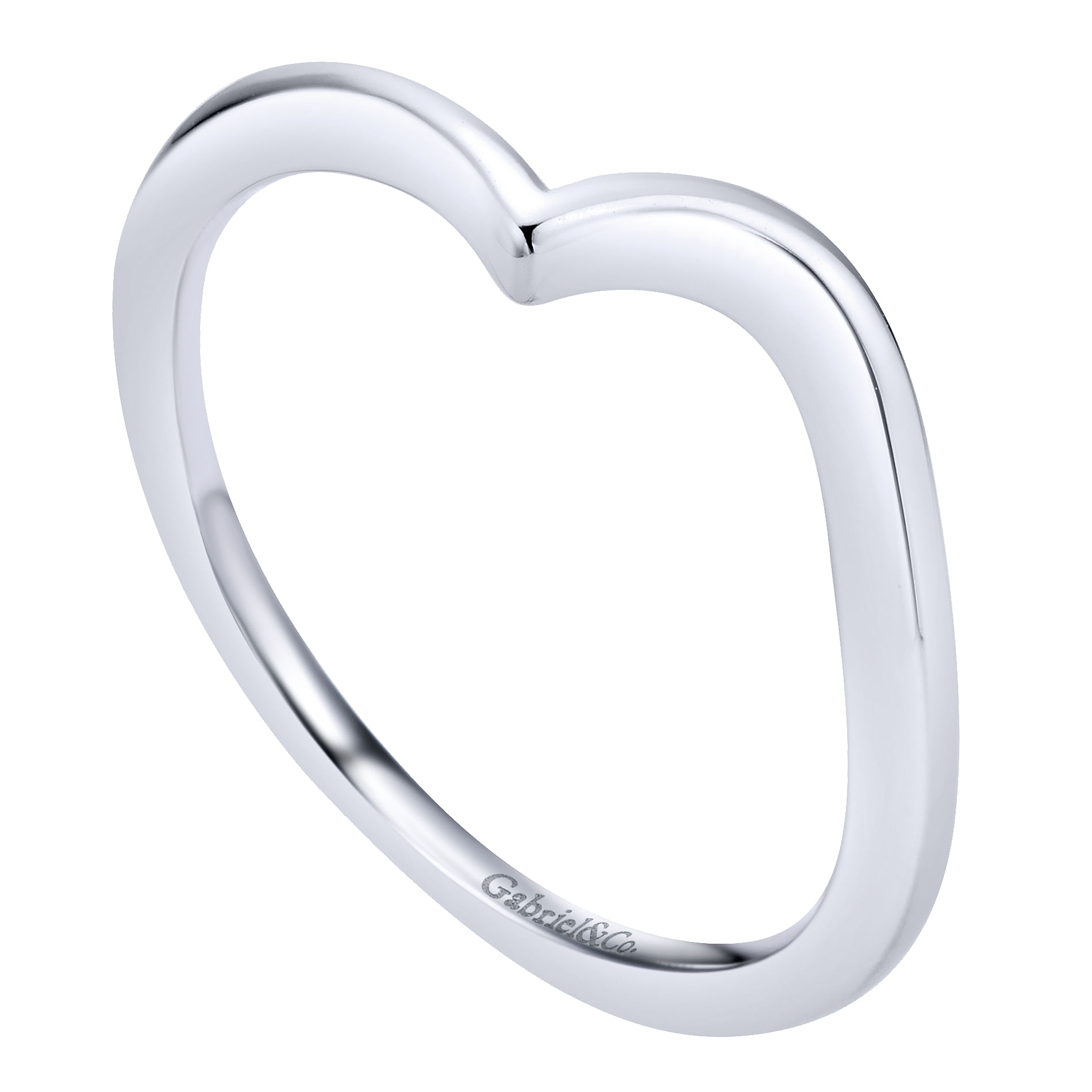 14k White Gold Curved Wedding Band angle 3 14k White Gold Curved Wedding Band angle 3