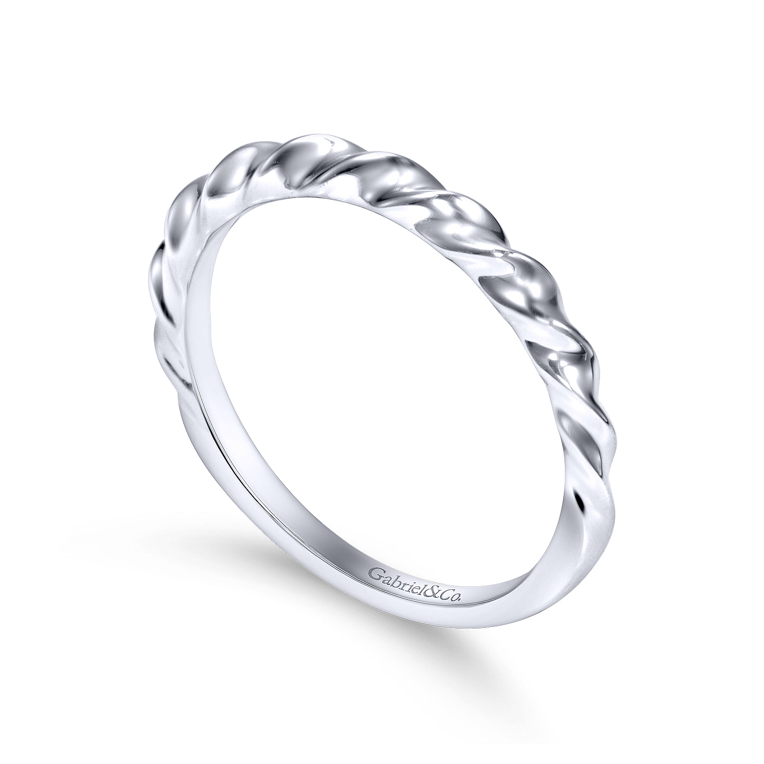 14k White Gold Curved Wedding Band angle 3 14k White Gold Curved Wedding Band angle 3