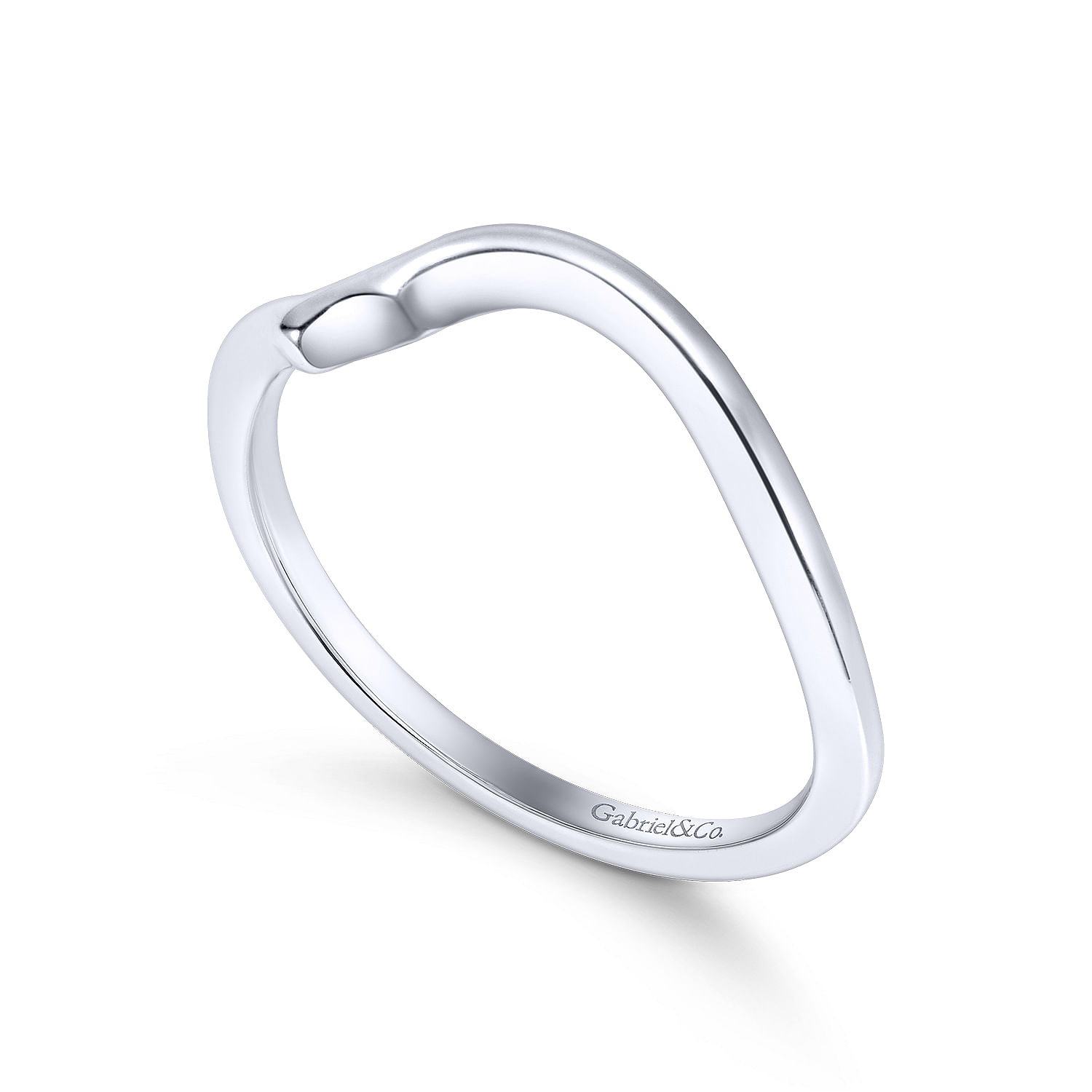 14k White Gold Curved Wedding Band angle 3 14k White Gold Curved Wedding Band angle 3