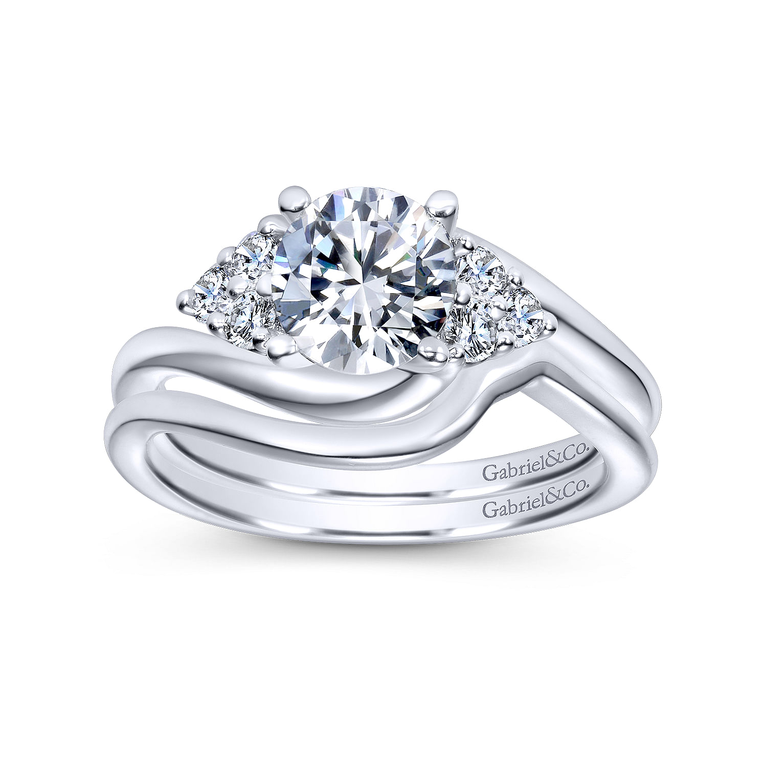 14k White Gold Curved Wedding Band angle 4 14k White Gold Curved Wedding Band angle 4