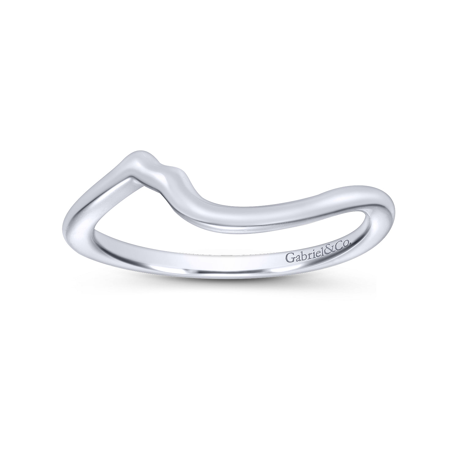 14k White Gold Curved Wedding Band angle 5 14k White Gold Curved Wedding Band angle 5