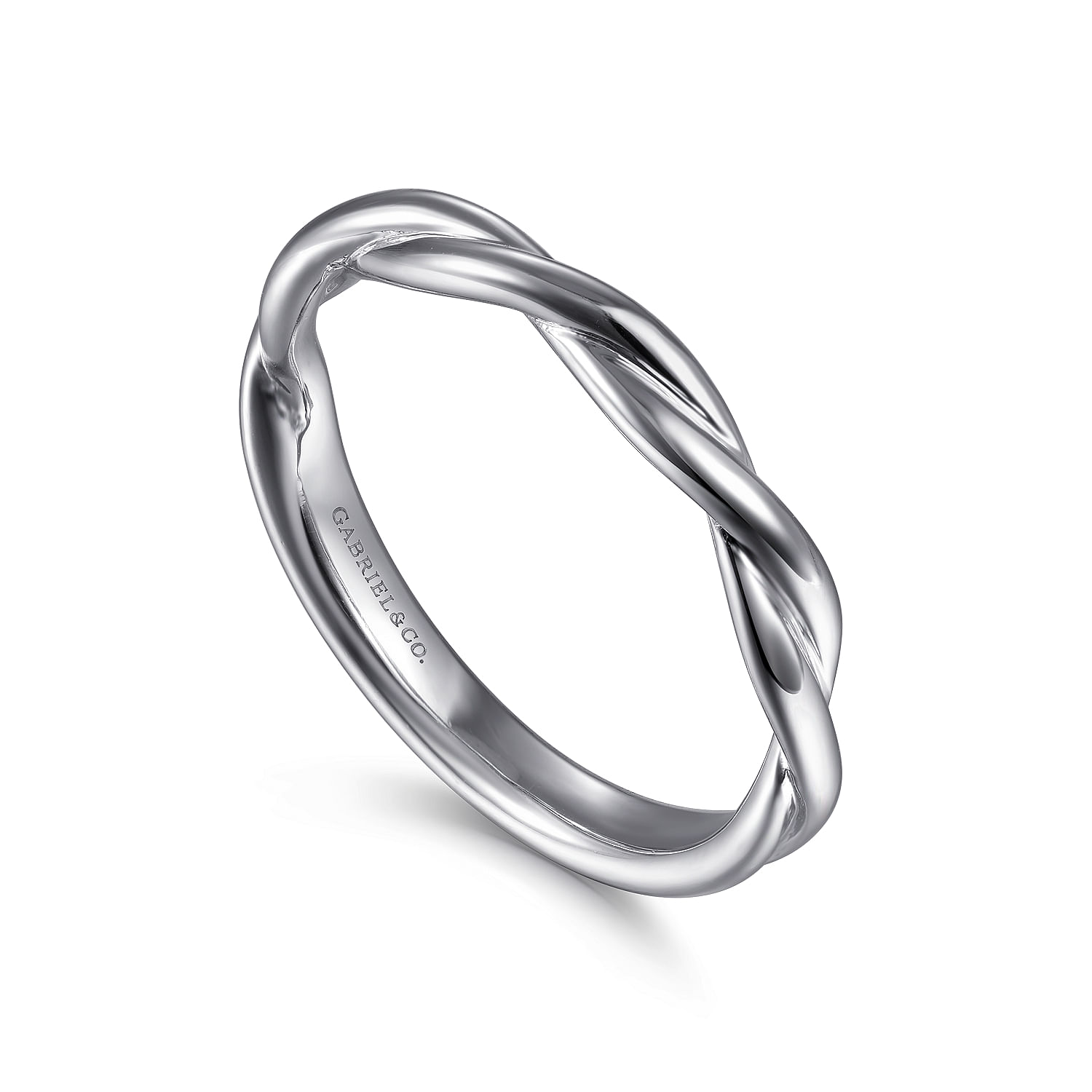 14k White Gold Curved Wedding Band angle 3 14k White Gold Curved Wedding Band angle 3