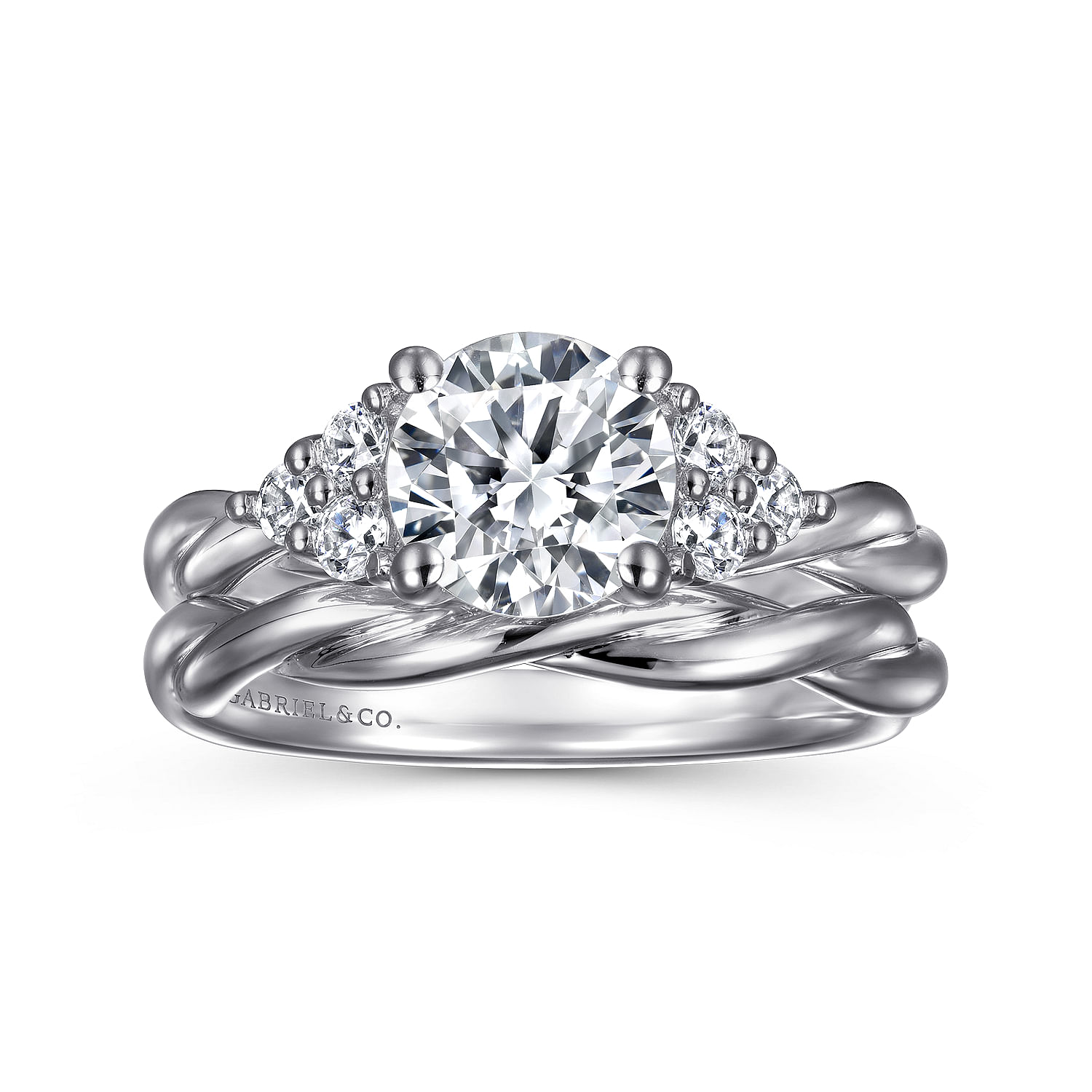 14k White Gold Curved Wedding Band angle 4 14k White Gold Curved Wedding Band angle 4