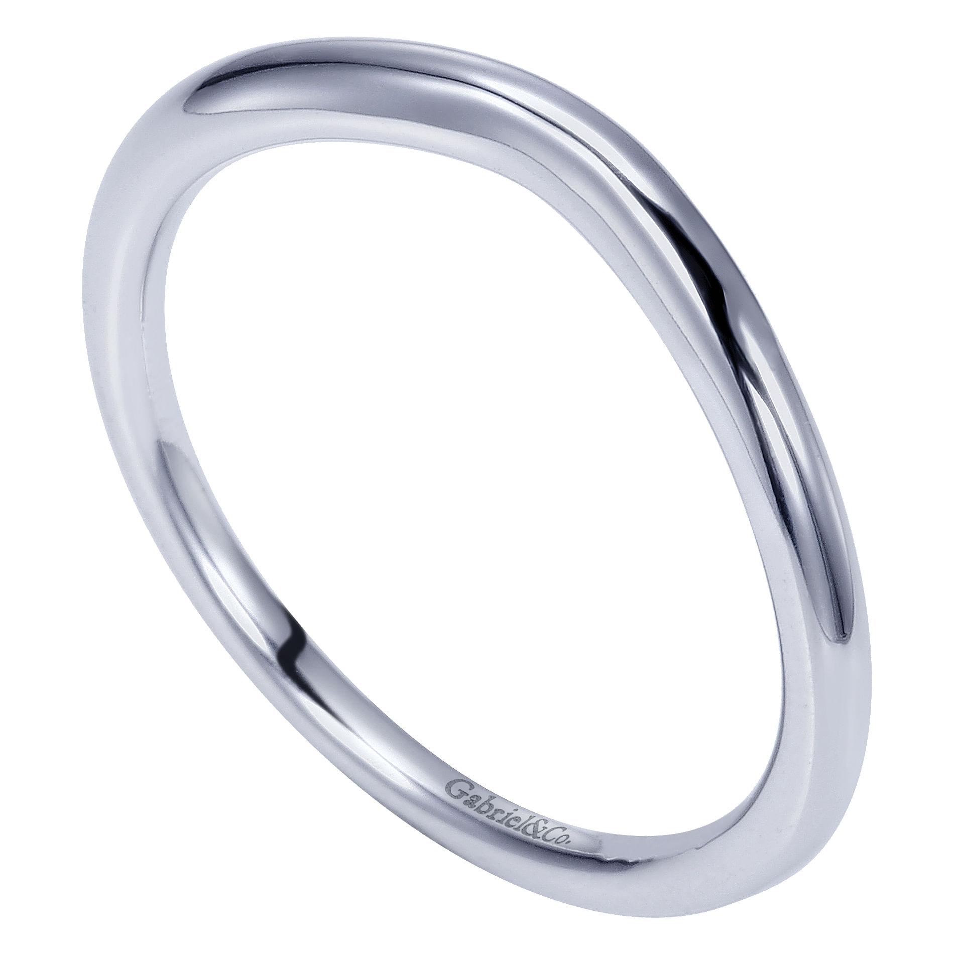 14k White Gold Curved Wedding Band angle 3 14k White Gold Curved Wedding Band angle 3