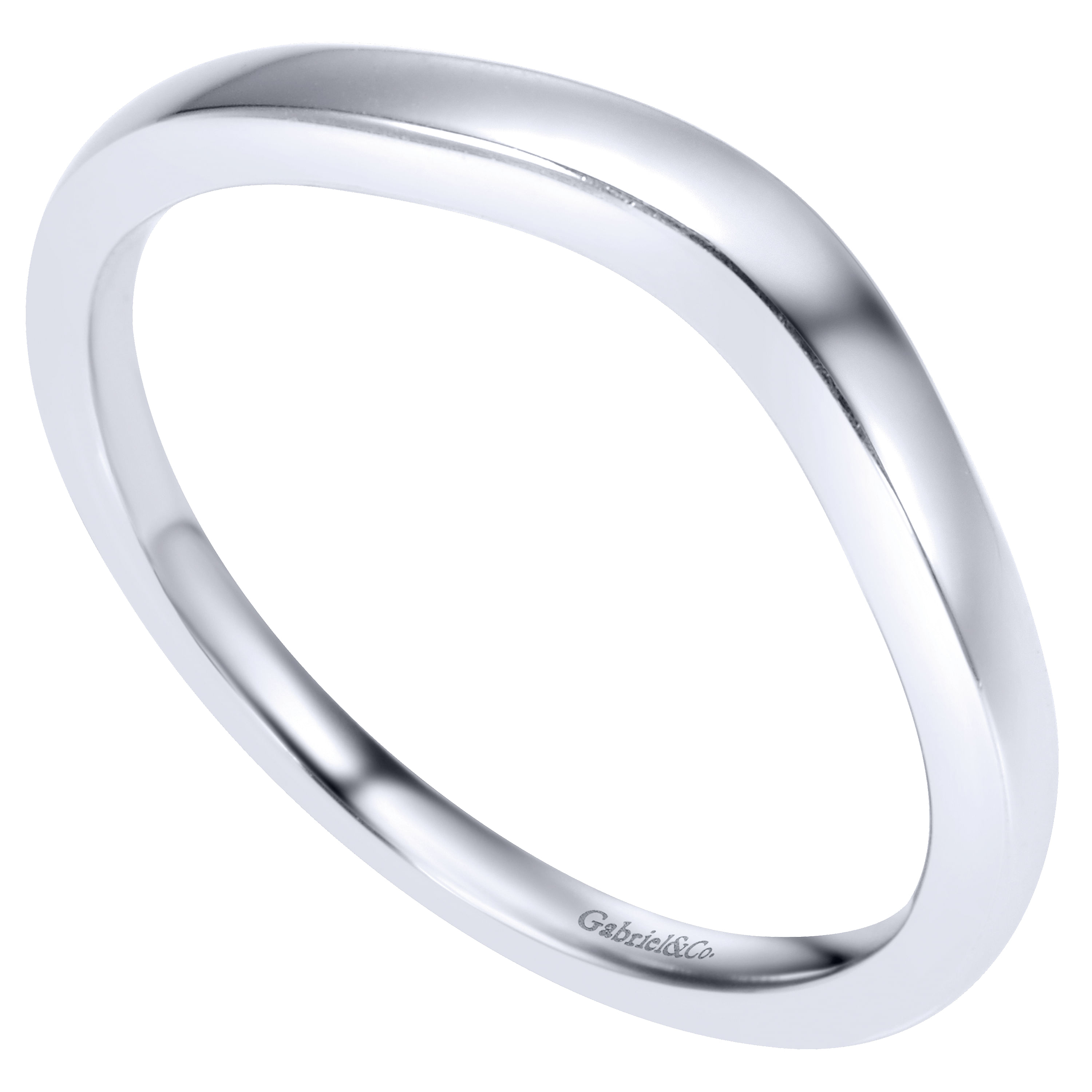 14k White Gold Curved Wedding Band angle 3 14k White Gold Curved Wedding Band angle 3