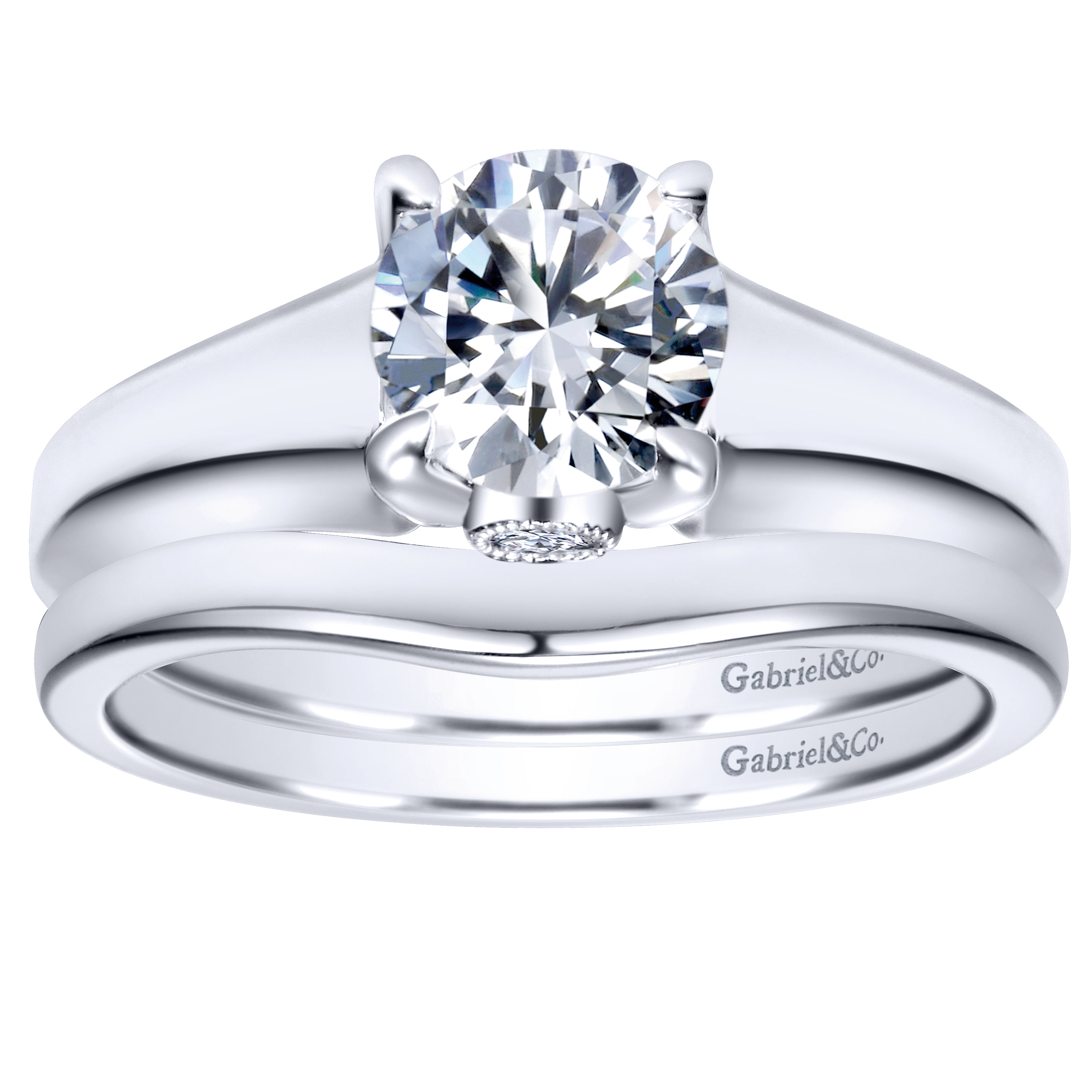 14k White Gold Curved Wedding Band angle 4 14k White Gold Curved Wedding Band angle 4