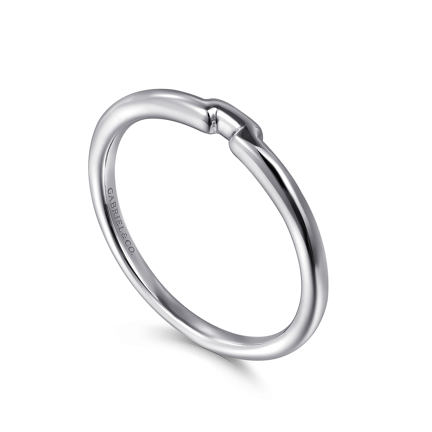 14k White Gold Curved Wedding Band angle 3 14k White Gold Curved Wedding Band angle 3
