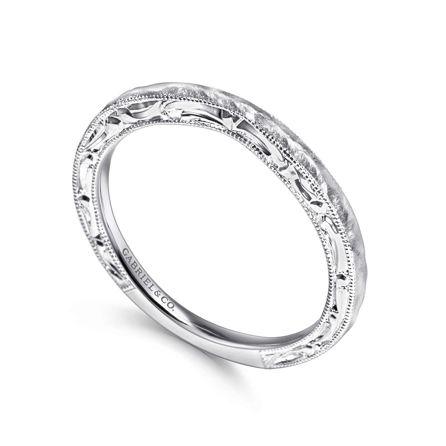 14k White Gold Curved Wedding Band angle 3 14k White Gold Curved Wedding Band angle 3