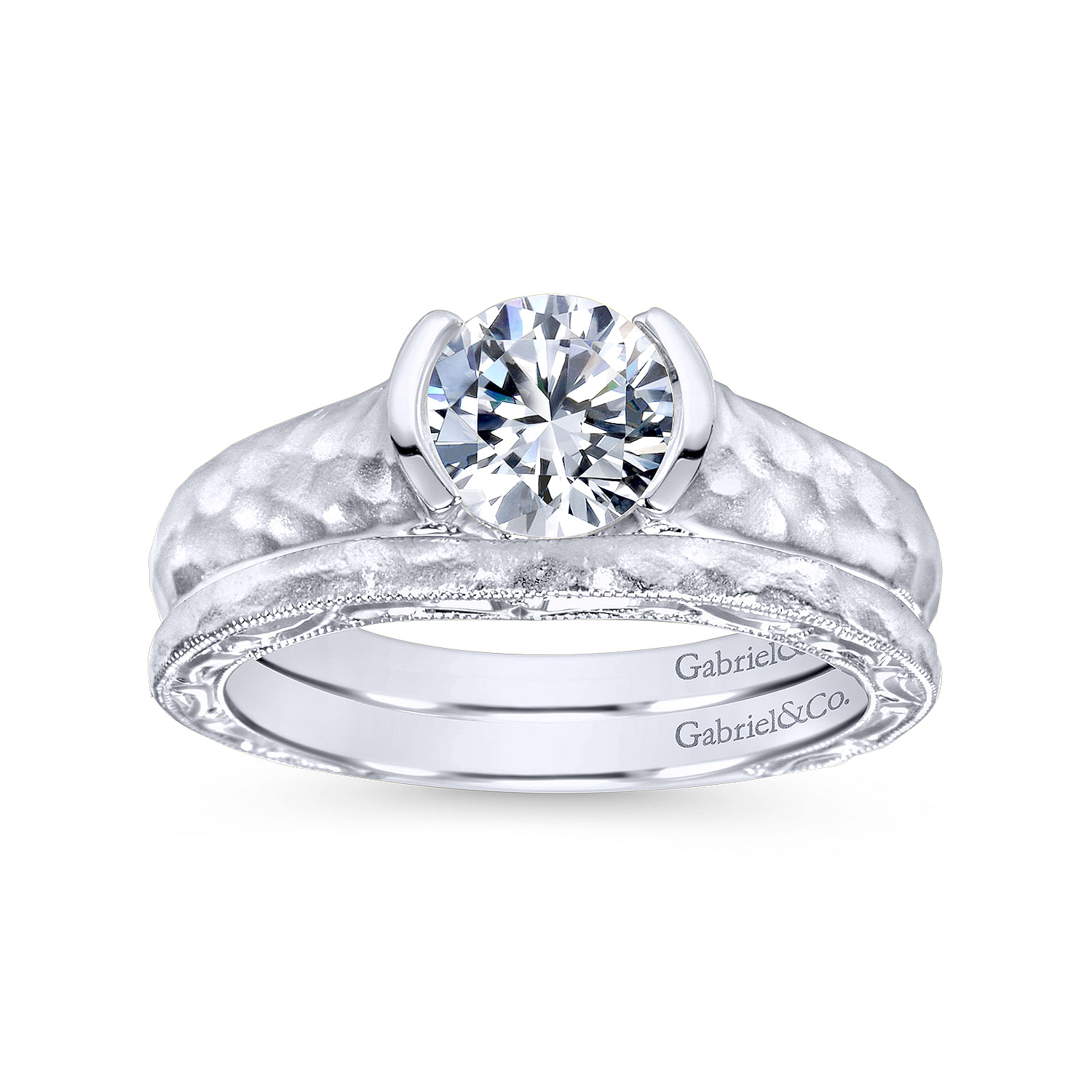 14k White Gold Curved Wedding Band angle 4 14k White Gold Curved Wedding Band angle 4
