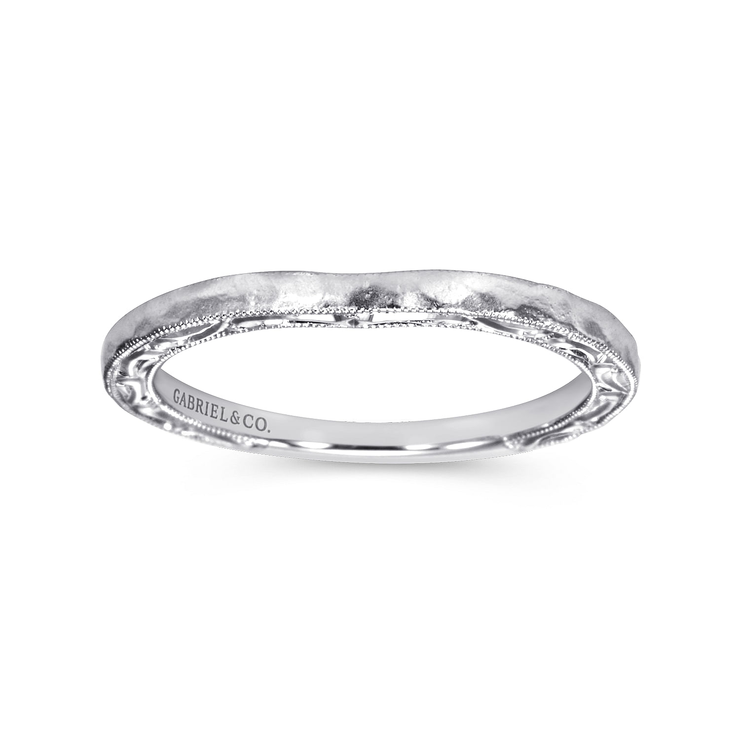14k White Gold Curved Wedding Band angle 5 14k White Gold Curved Wedding Band angle 5
