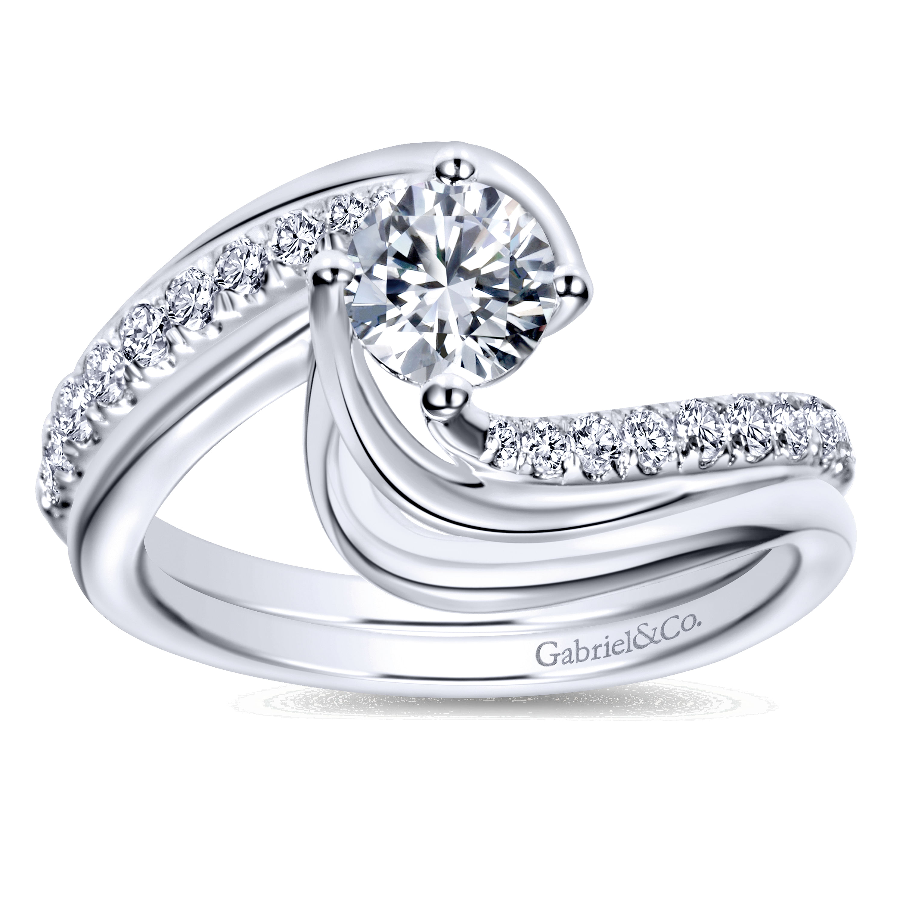 14k White Gold Curved Wedding Band angle 4 14k White Gold Curved Wedding Band angle 4