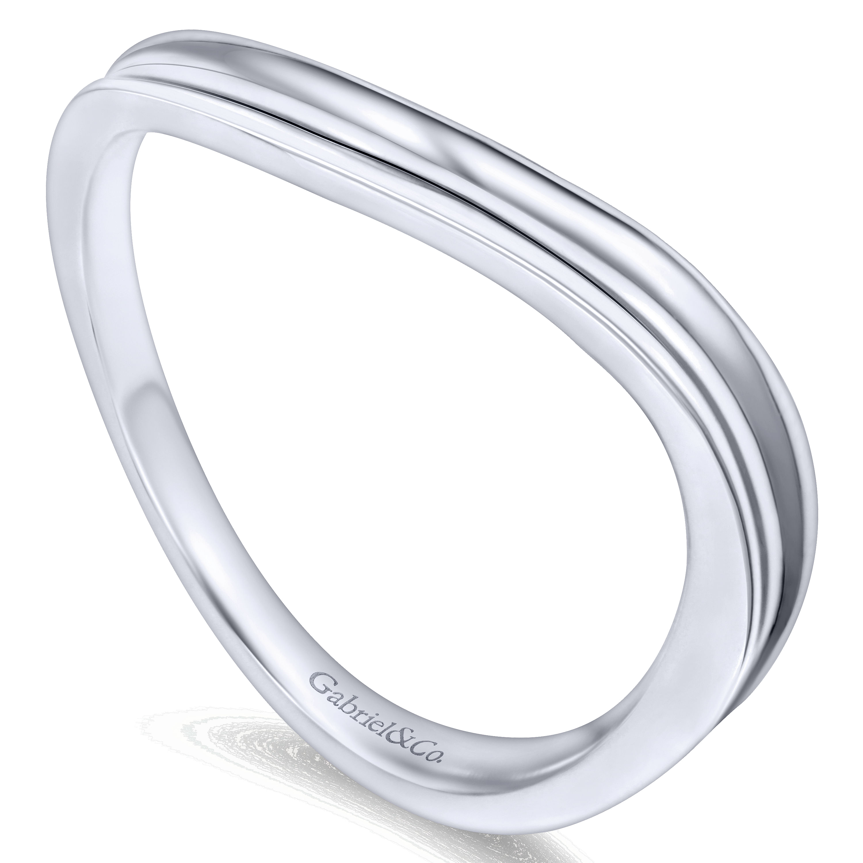 14k White Gold Curved Wedding Band angle 3 14k White Gold Curved Wedding Band angle 3