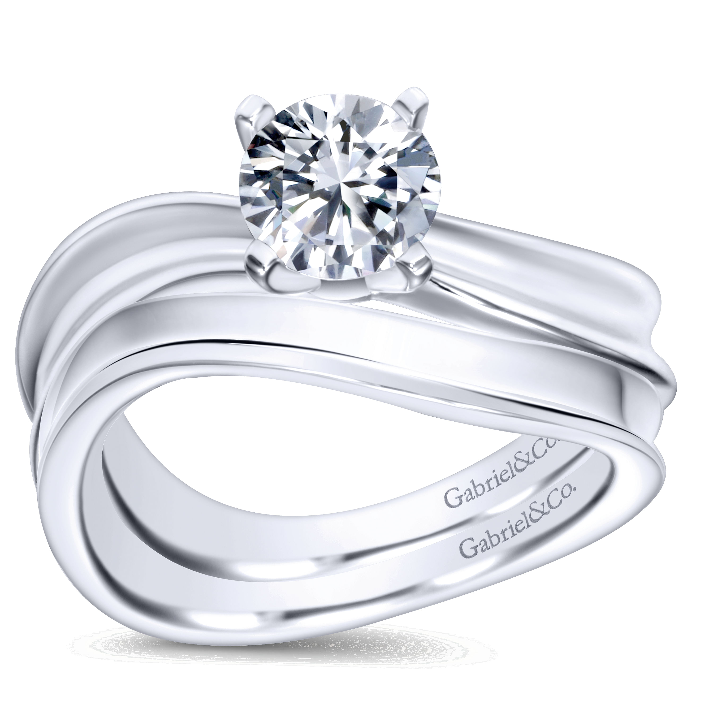 14k White Gold Curved Wedding Band angle 4 14k White Gold Curved Wedding Band angle 4