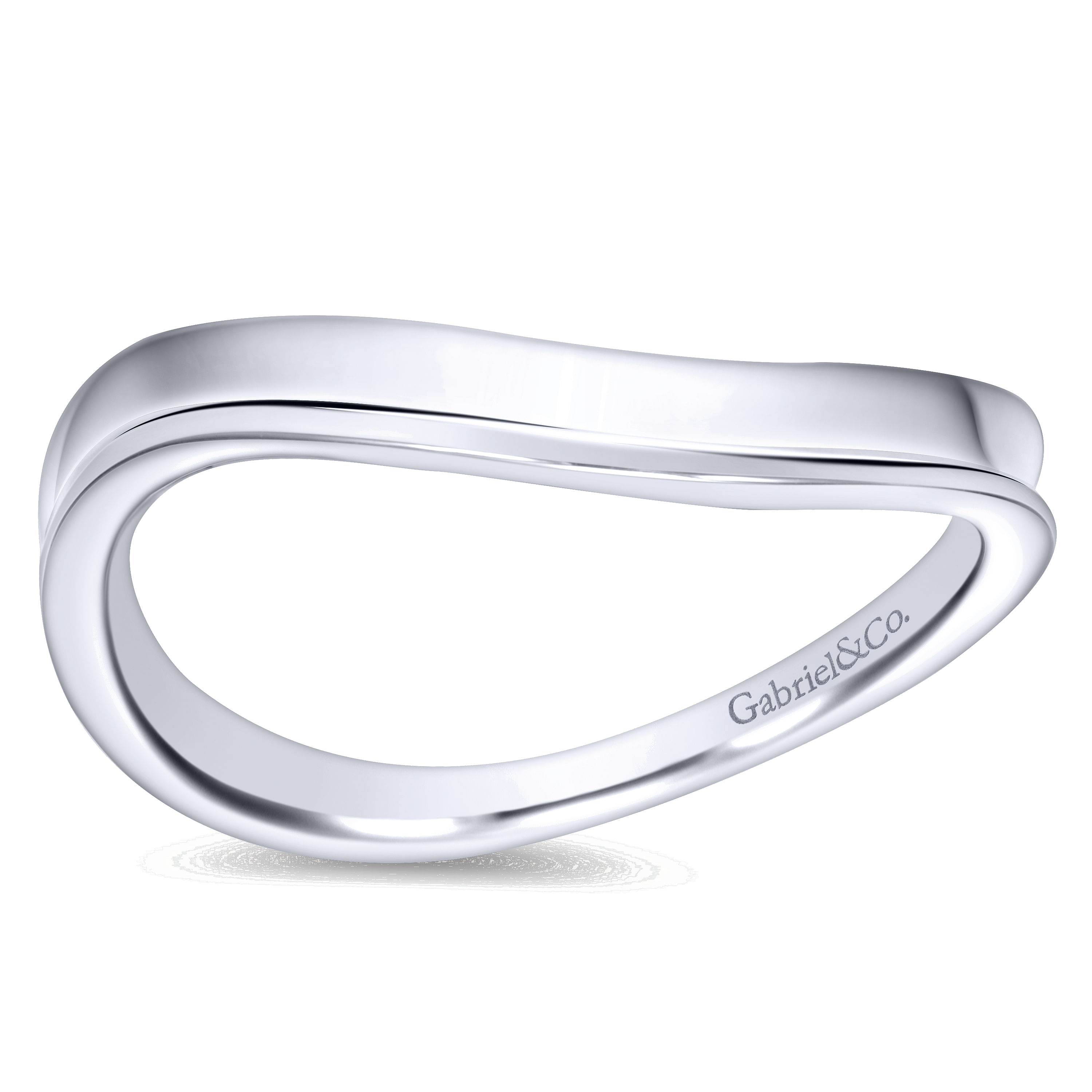 14k White Gold Curved Wedding Band angle 5 14k White Gold Curved Wedding Band angle 5