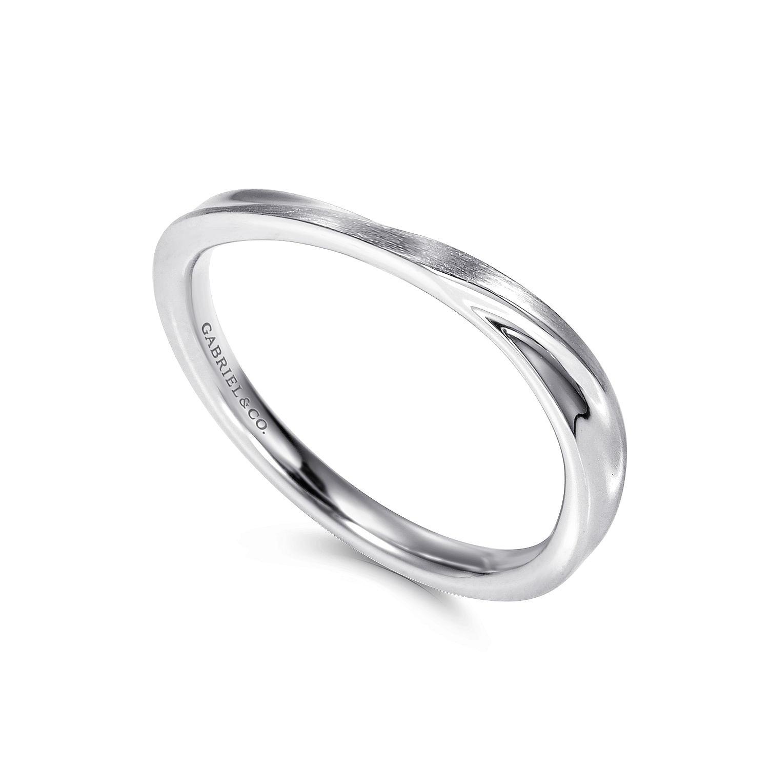 14k White Gold Curved Wedding Band angle 3 14k White Gold Curved Wedding Band angle 3