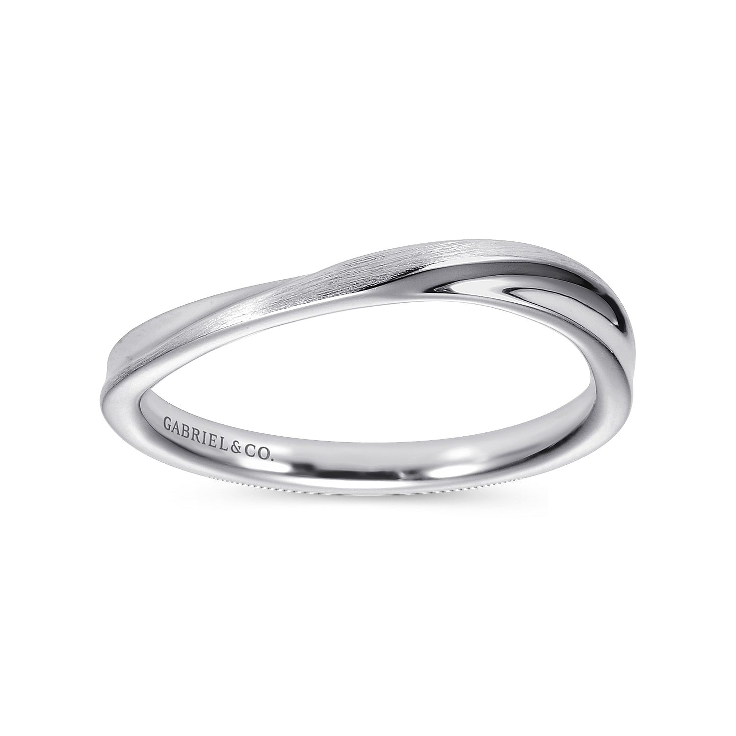 14k White Gold Curved Wedding Band angle 5 14k White Gold Curved Wedding Band angle 5