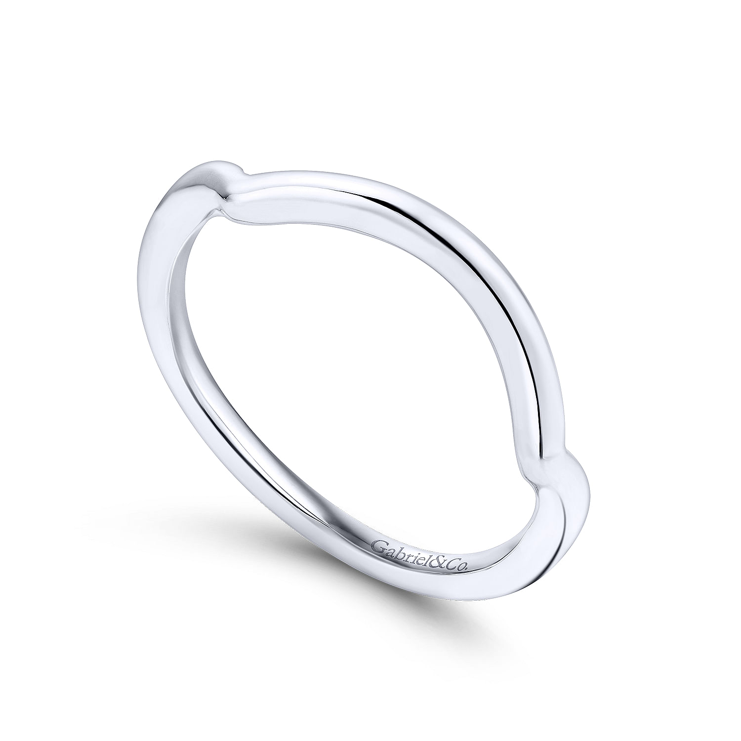 14k White Gold Curved Wedding Band angle 3 14k White Gold Curved Wedding Band angle 3