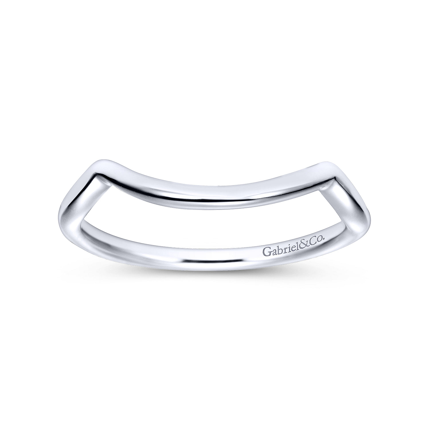 14k White Gold Curved Wedding Band angle 5 14k White Gold Curved Wedding Band angle 5