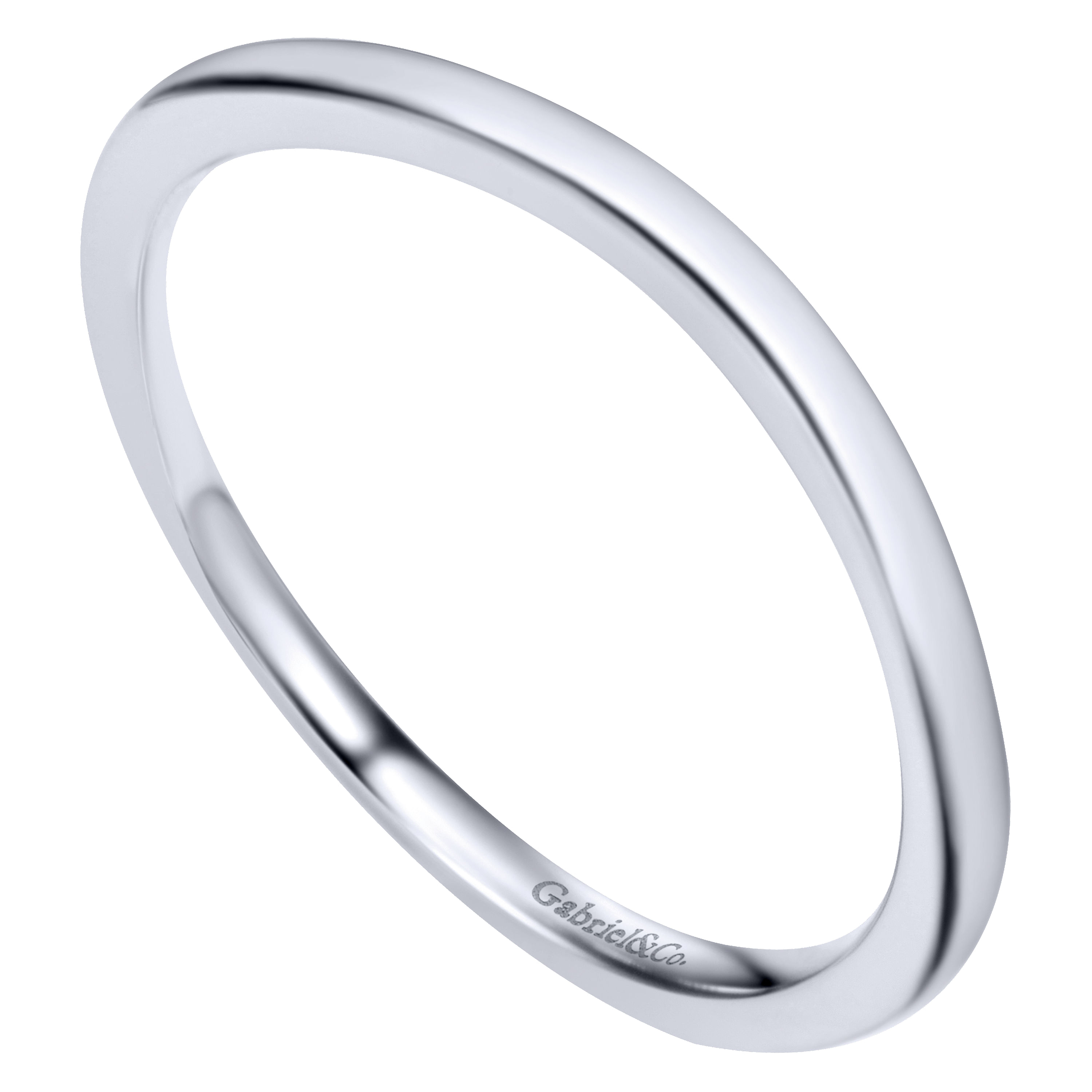 14k White Gold Curved Wedding Band angle 3 14k White Gold Curved Wedding Band angle 3