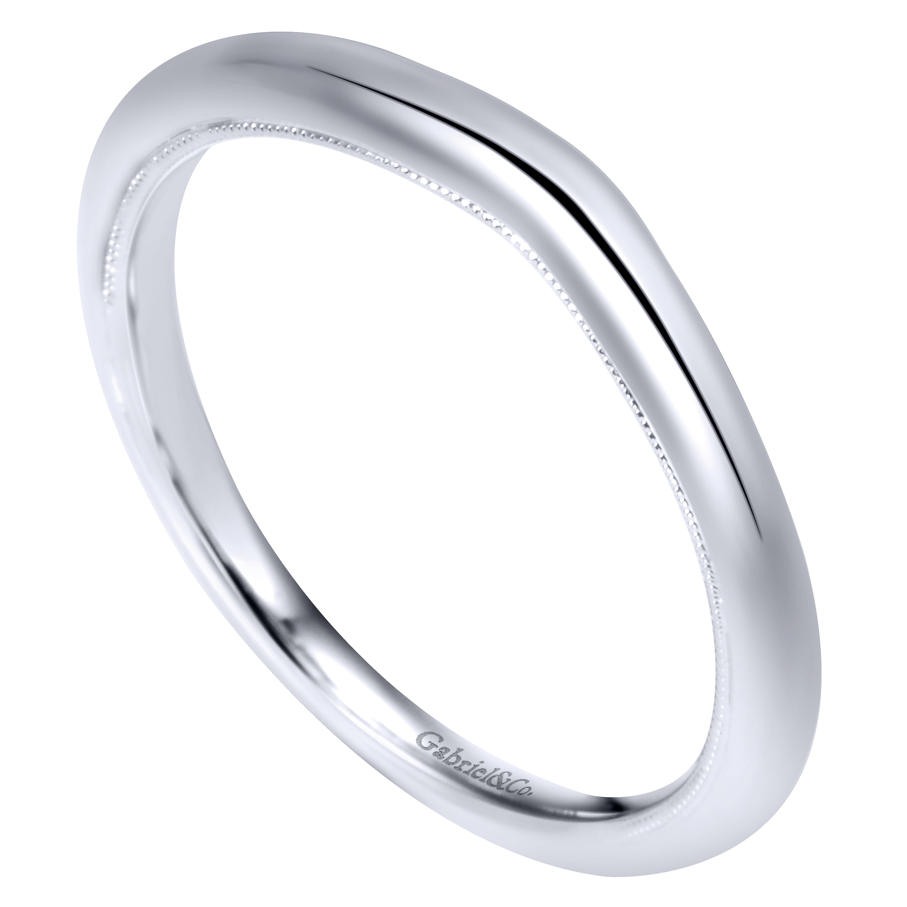 14k White Gold Curved Wedding Band angle 3 14k White Gold Curved Wedding Band angle 3