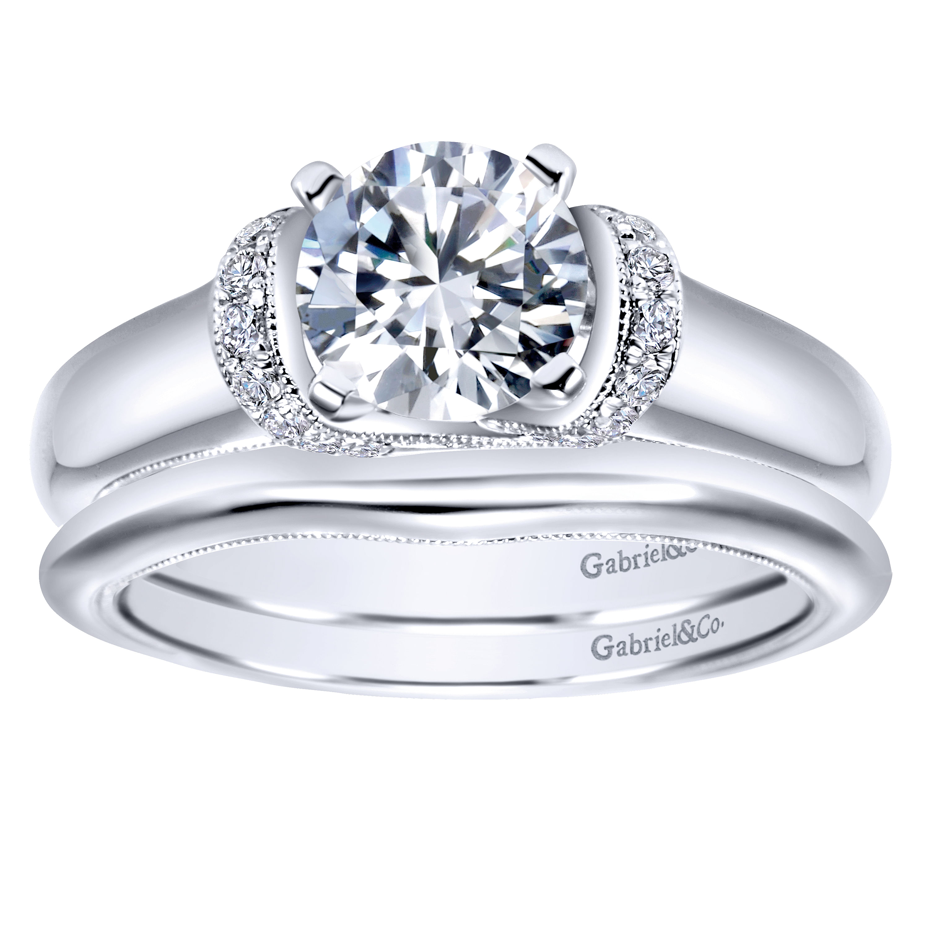 14k White Gold Curved Wedding Band angle 4 14k White Gold Curved Wedding Band angle 4