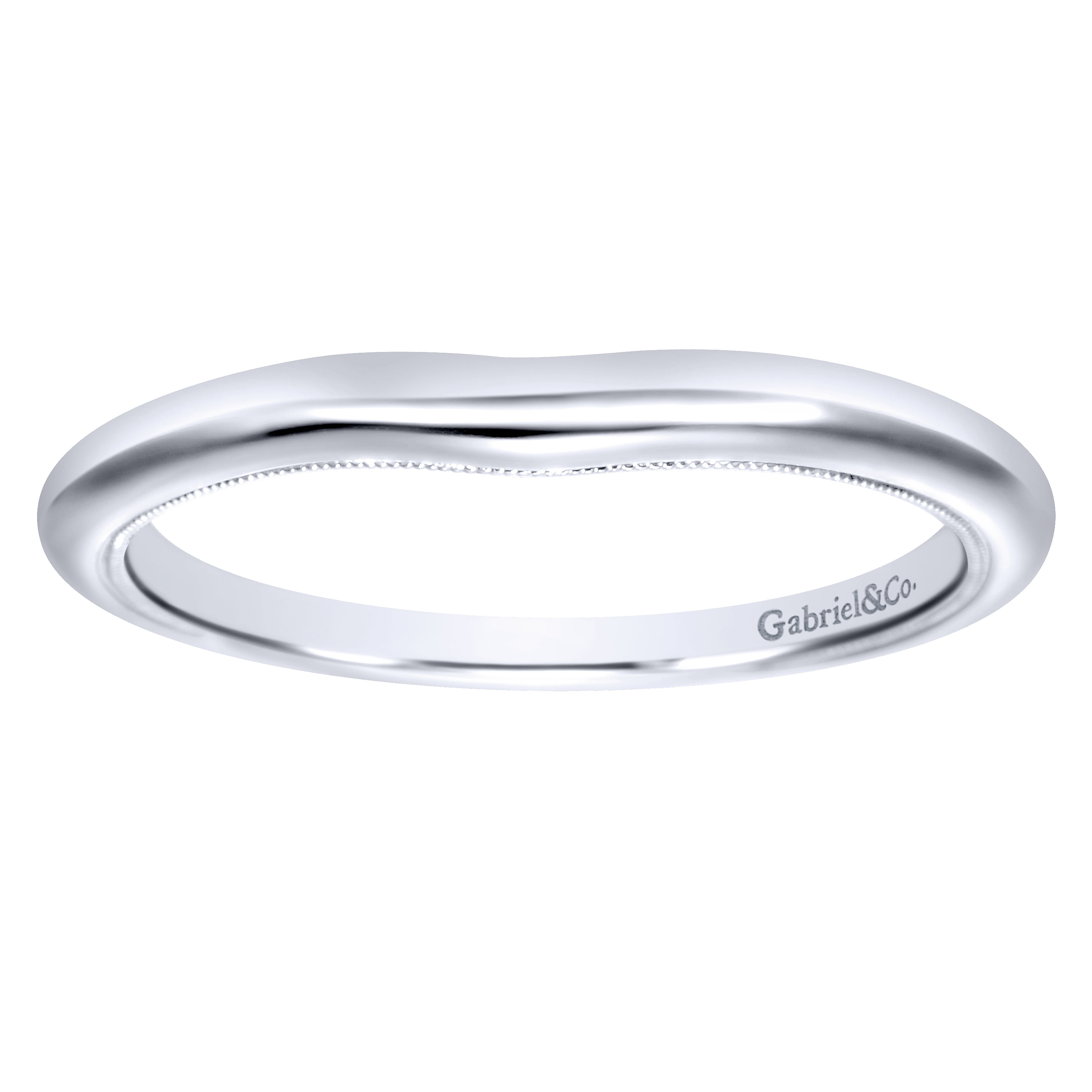 14k White Gold Curved Wedding Band angle 5 14k White Gold Curved Wedding Band angle 5