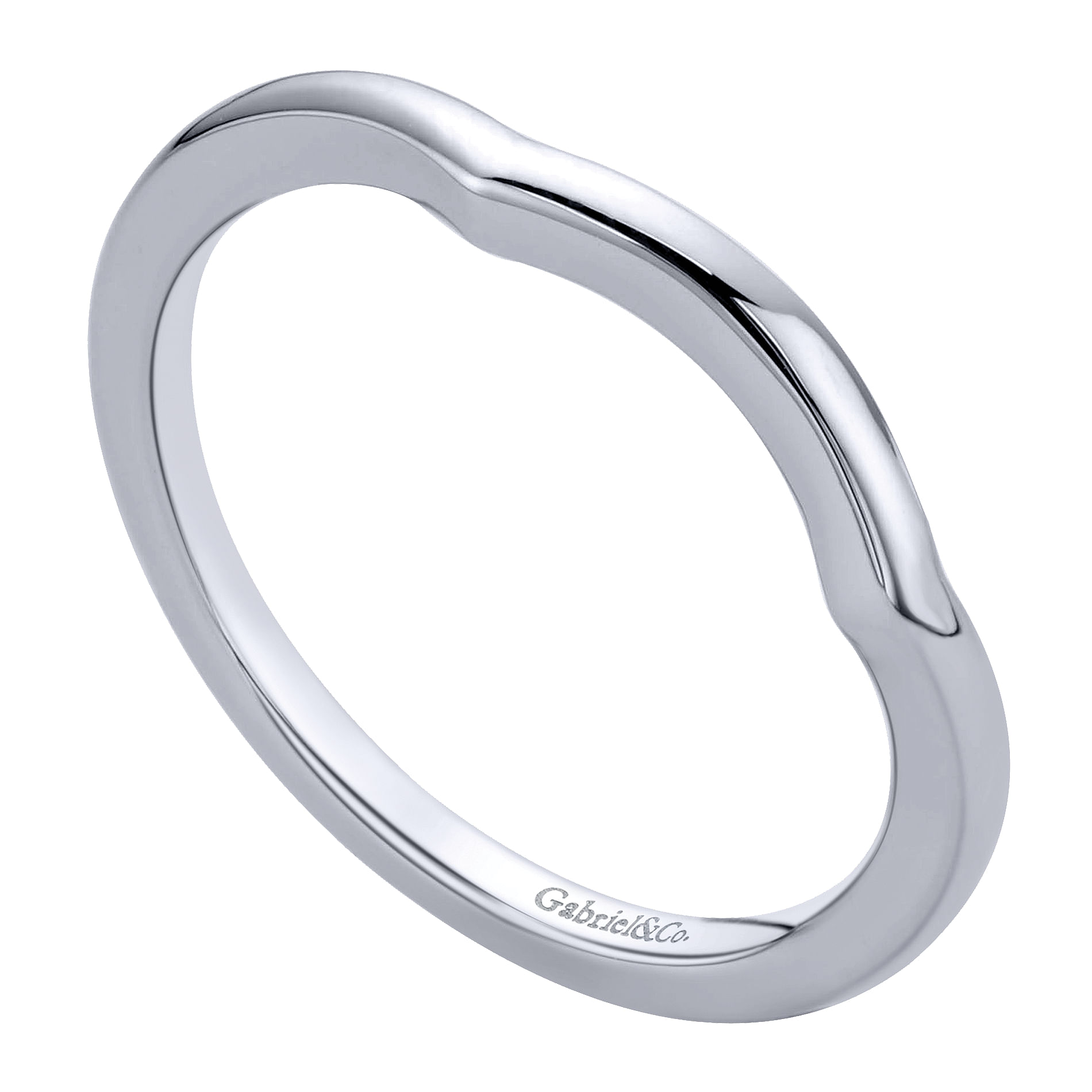 14k White Gold Curved Wedding Band angle 3 14k White Gold Curved Wedding Band angle 3
