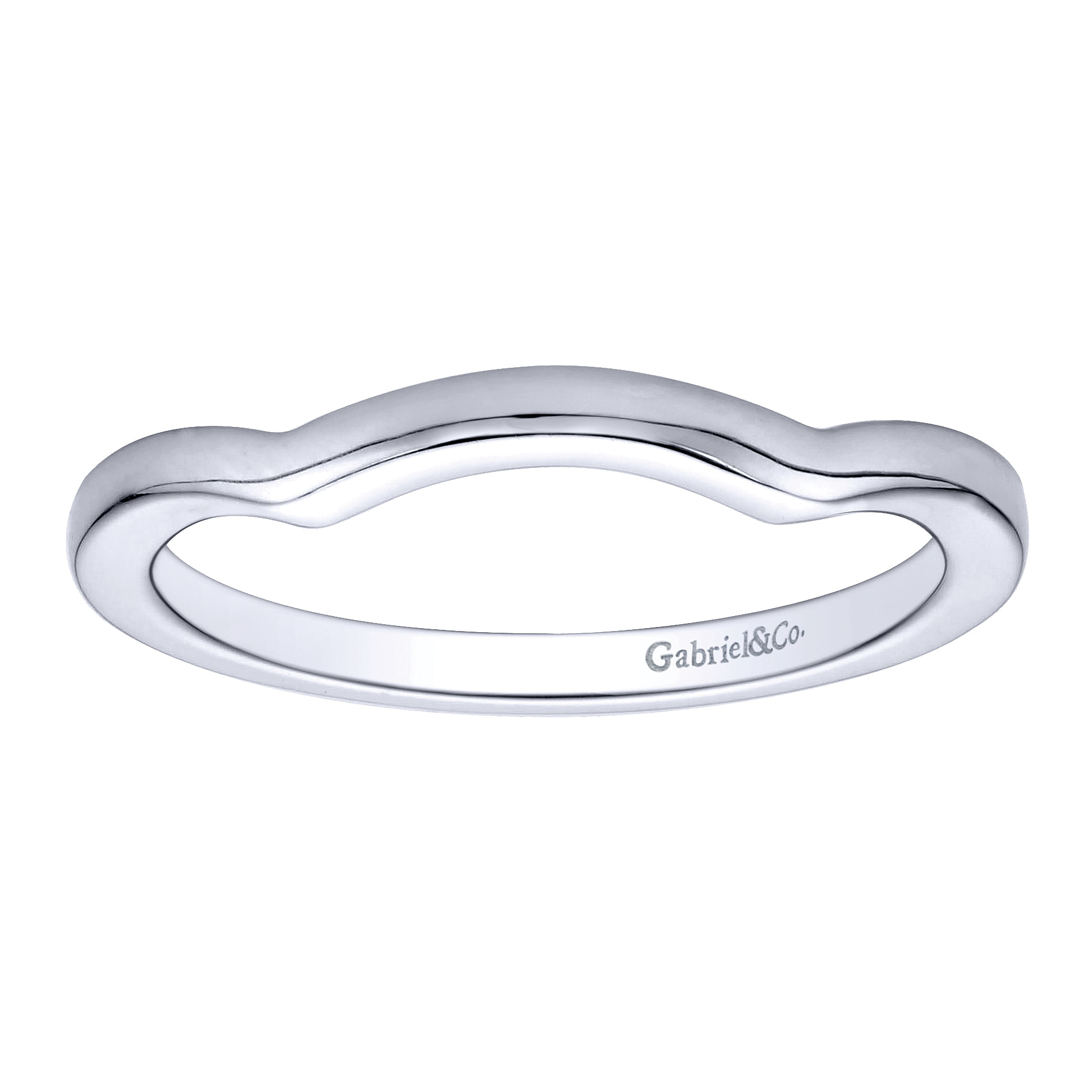 14k White Gold Curved Wedding Band angle 5 14k White Gold Curved Wedding Band angle 5