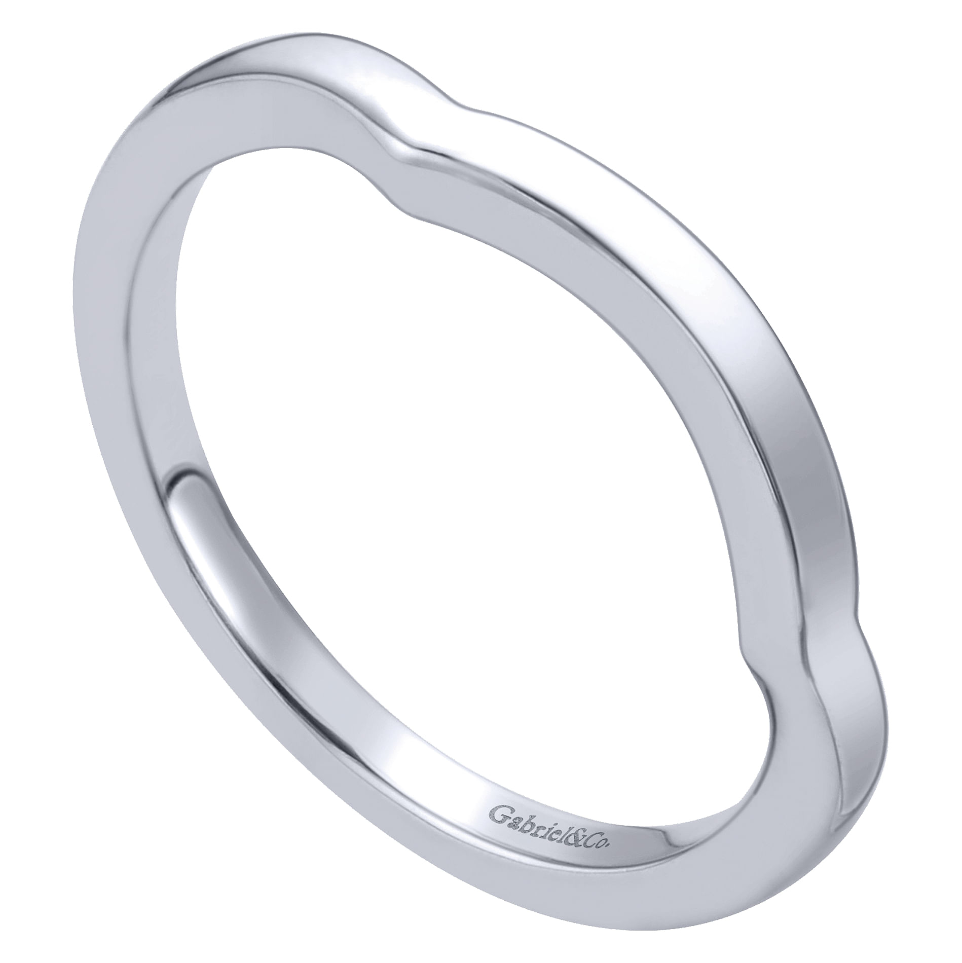 14k White Gold Curved Wedding Band angle 3 14k White Gold Curved Wedding Band angle 3
