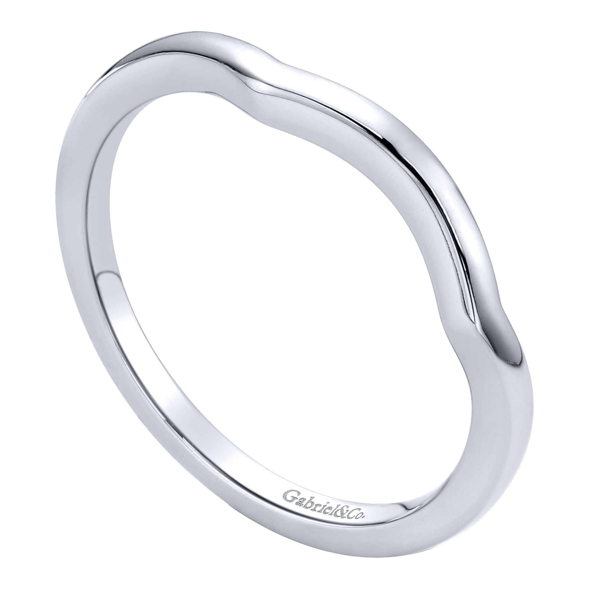 14k White Gold Curved Wedding Band angle 3 14k White Gold Curved Wedding Band angle 3