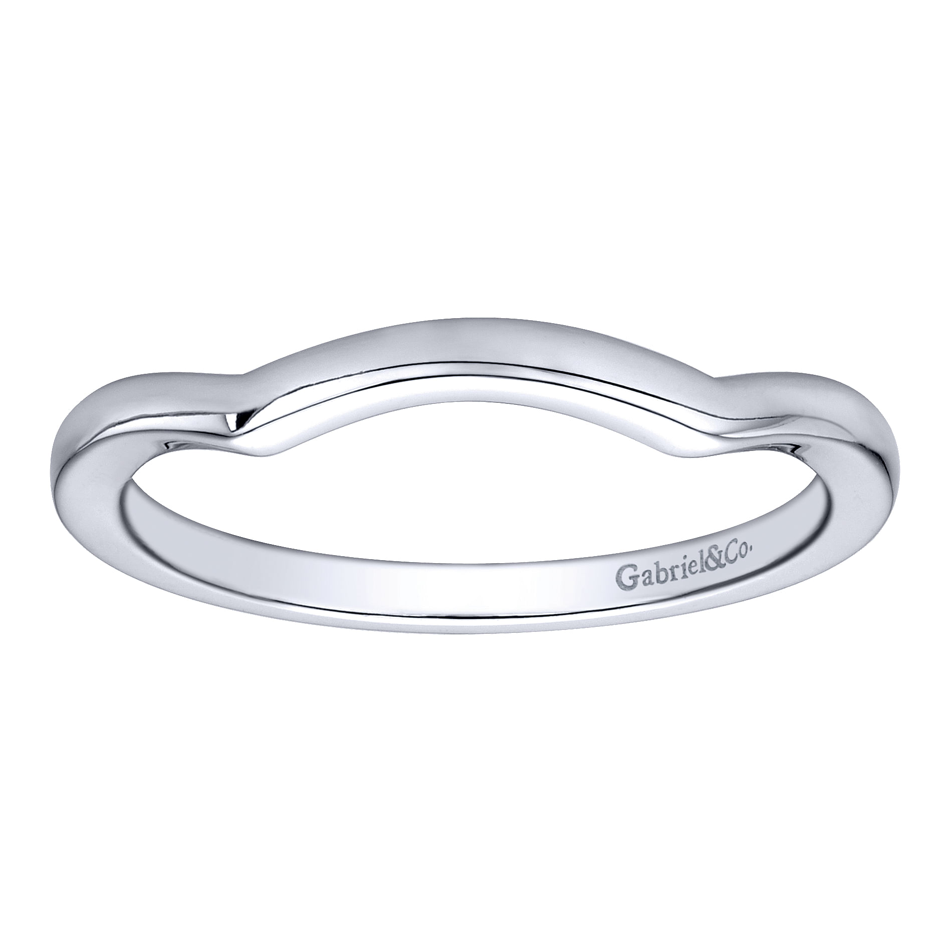 14k White Gold Curved Wedding Band angle 5 14k White Gold Curved Wedding Band angle 5