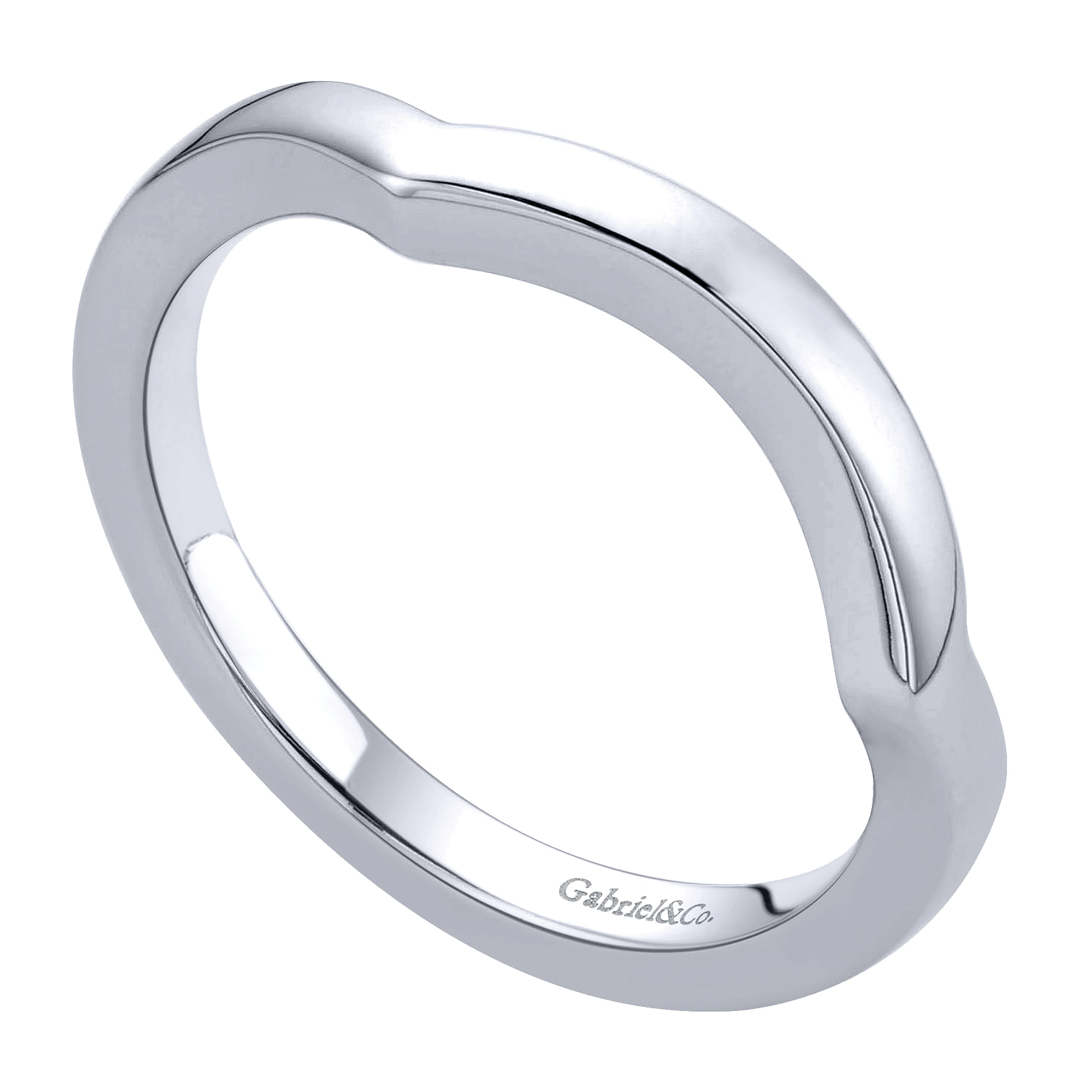 14k White Gold Curved Wedding Band angle 3 14k White Gold Curved Wedding Band angle 3