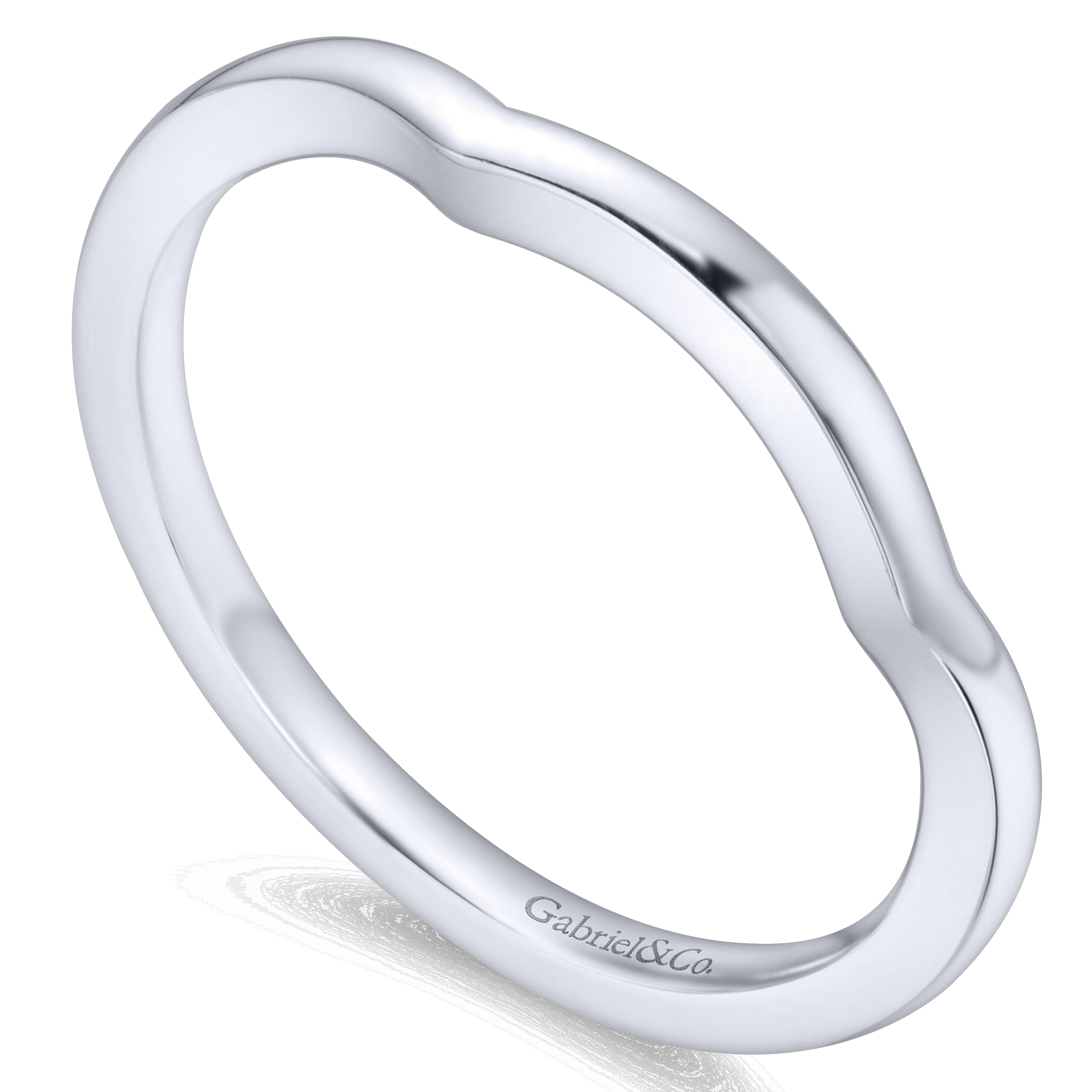 14k White Gold Curved Wedding Band angle 3 14k White Gold Curved Wedding Band angle 3