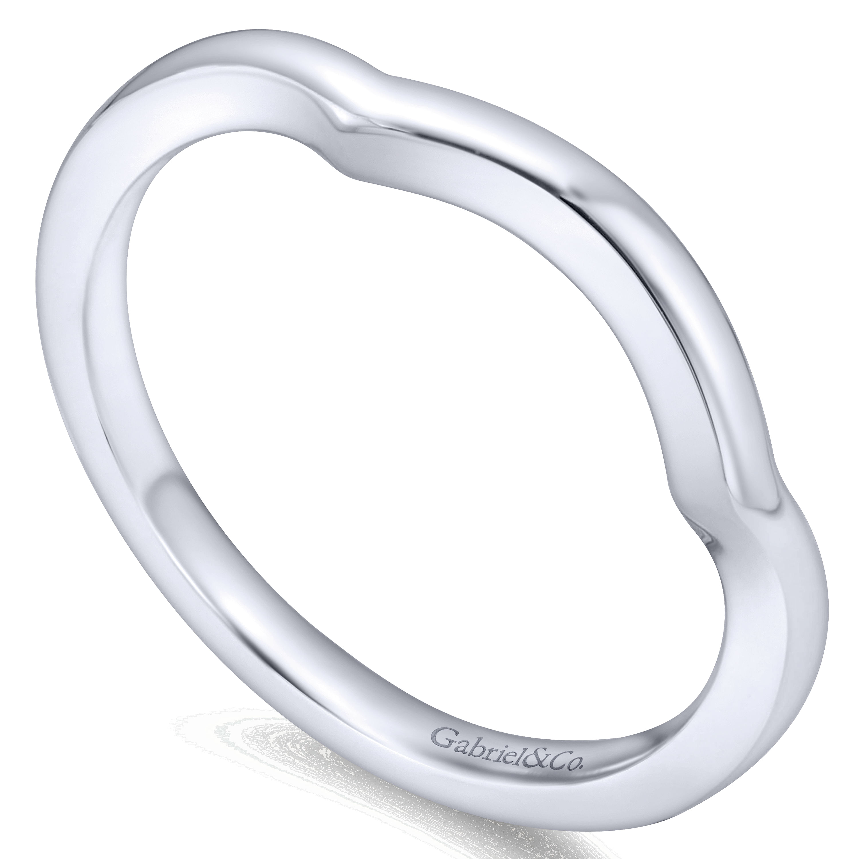14k White Gold Curved Wedding Band angle 3 14k White Gold Curved Wedding Band angle 3