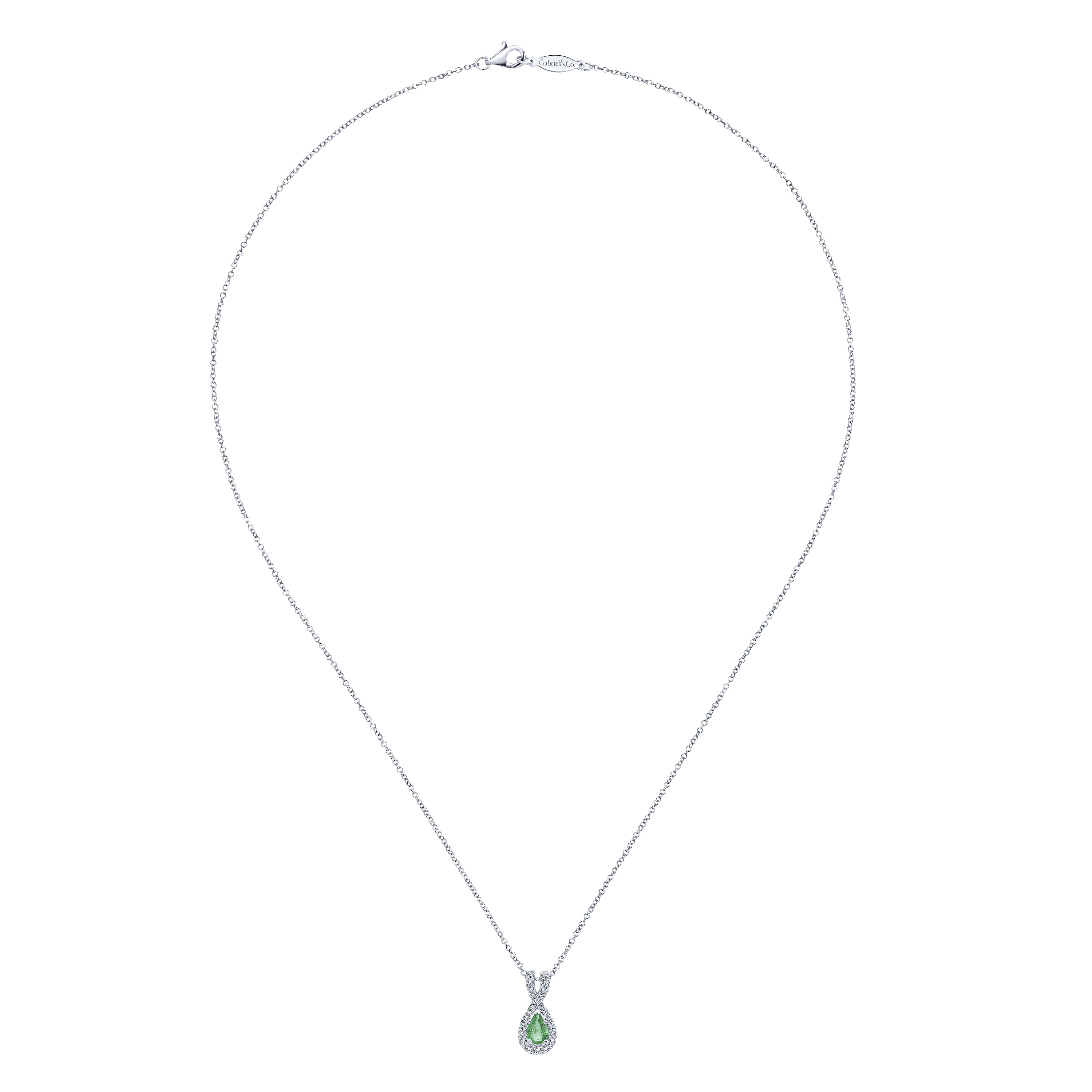 14k White Gold Diamond And Emerald Fashion Necklace angle 2 14k White Gold Diamond And Emerald Fashion Necklace angle 2