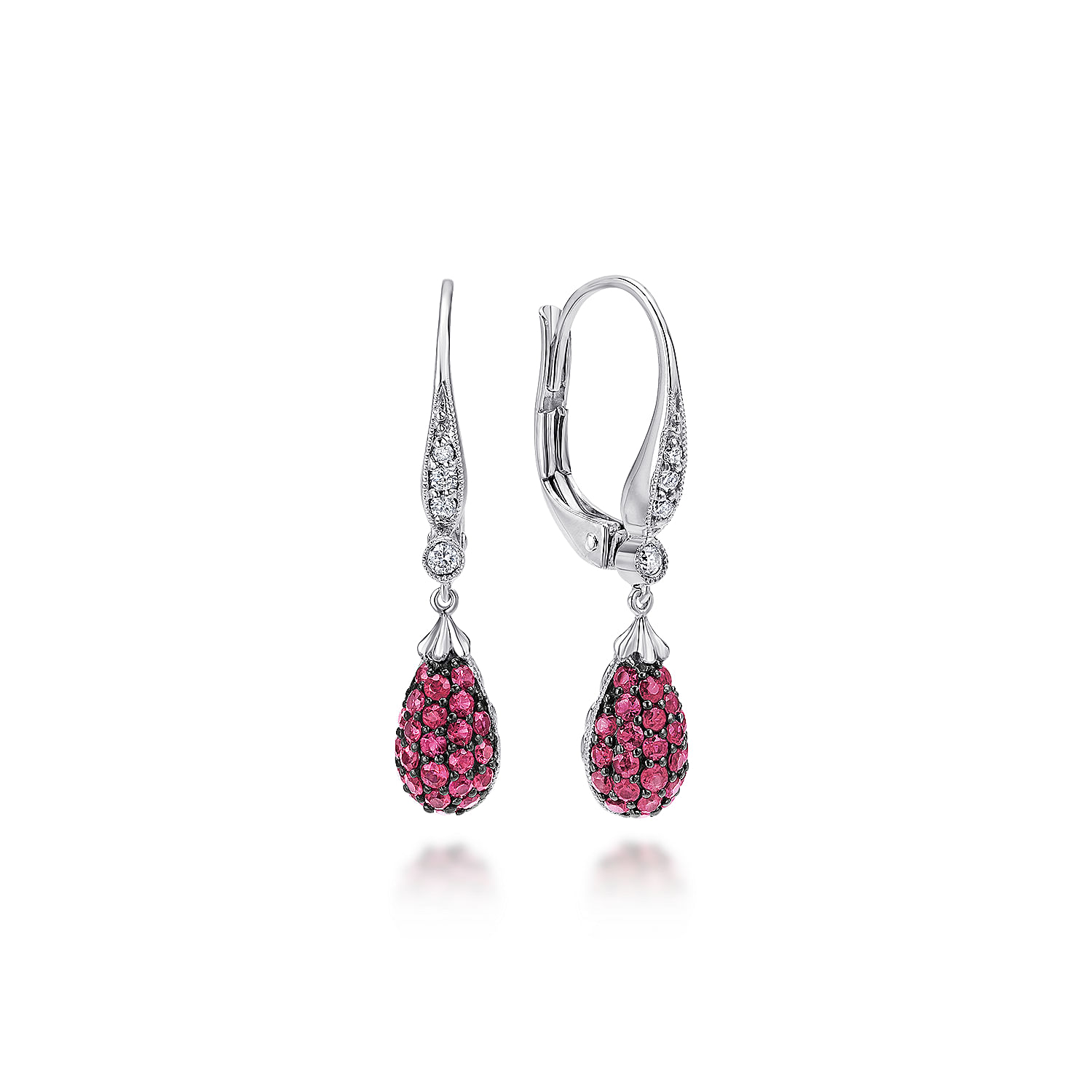 14k White Gold Diamond And Ruby Drop 14k White Gold Diamond And Ruby Drop