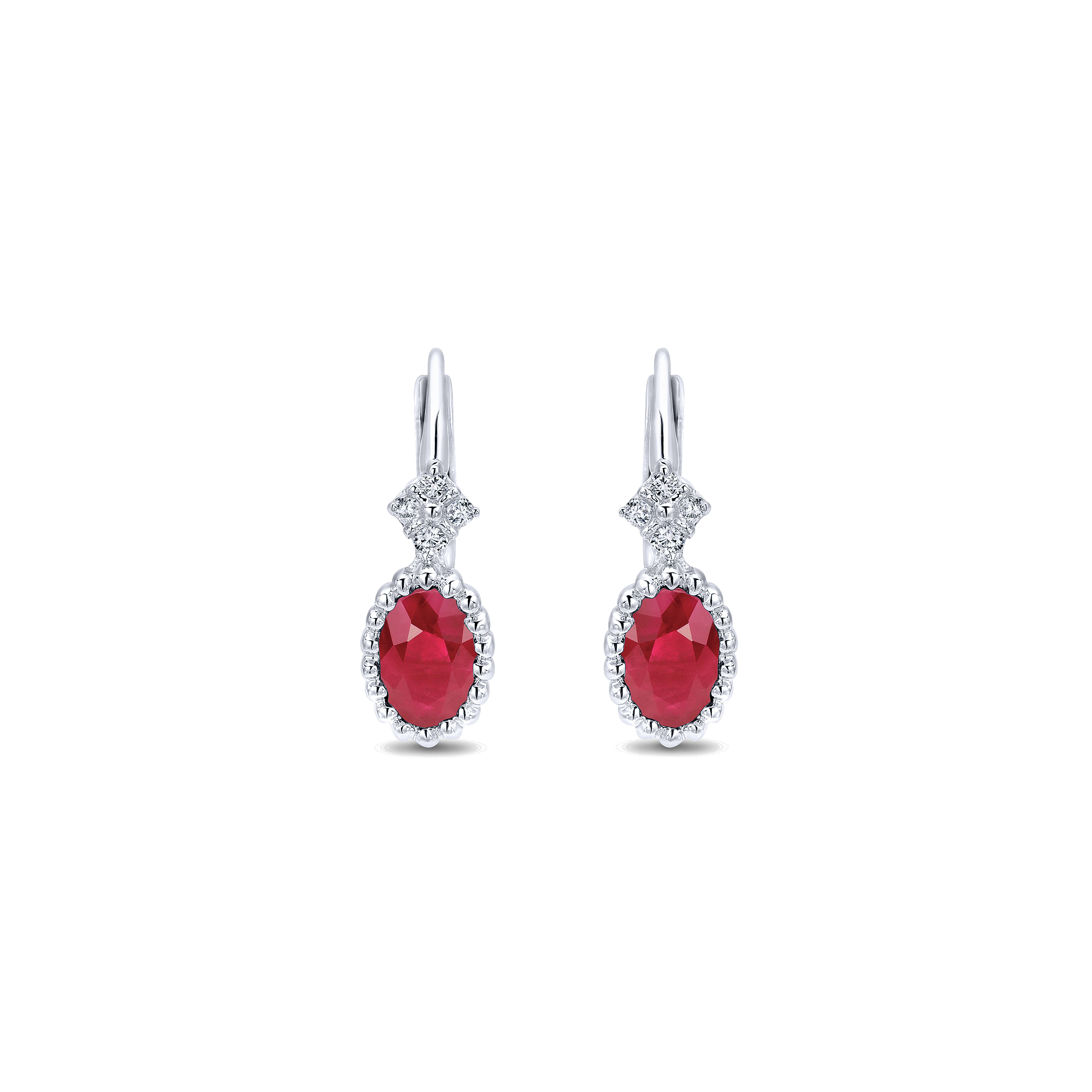 14k White Gold Diamond And Ruby Drop 14k White Gold Diamond And Ruby Drop