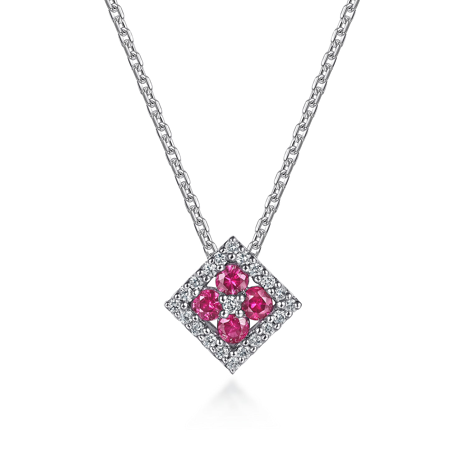 14k White Gold Diamond And Ruby Fashion 14k White Gold Diamond And Ruby Fashion