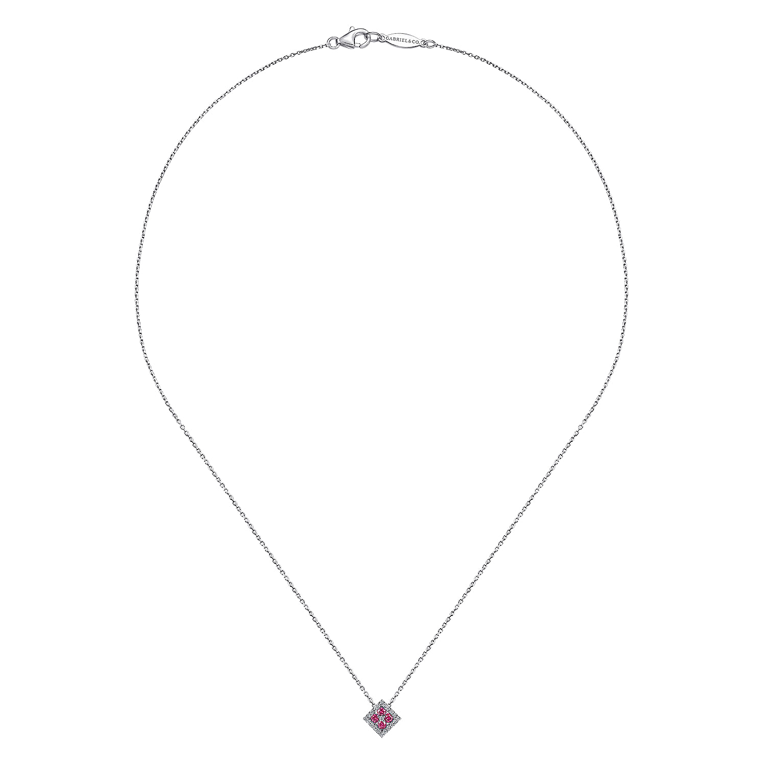 14k White Gold Diamond And Ruby Fashion Necklace angle 2 14k White Gold Diamond And Ruby Fashion Necklace angle 2