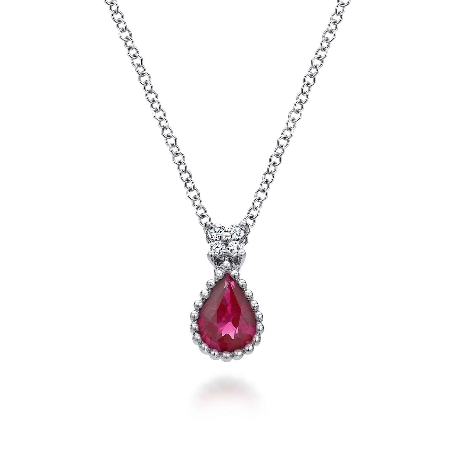 14k White Gold Diamond And Ruby Fashion 14k White Gold Diamond And Ruby Fashion
