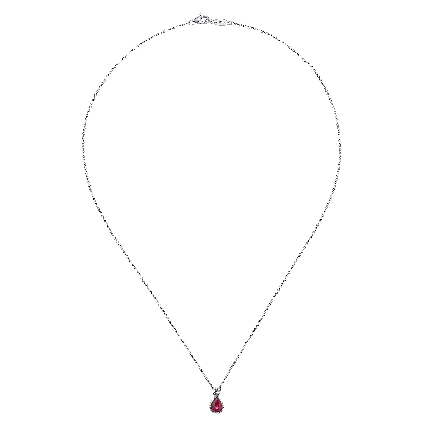 14k White Gold Diamond And Ruby Fashion Necklace angle 2 14k White Gold Diamond And Ruby Fashion Necklace angle 2