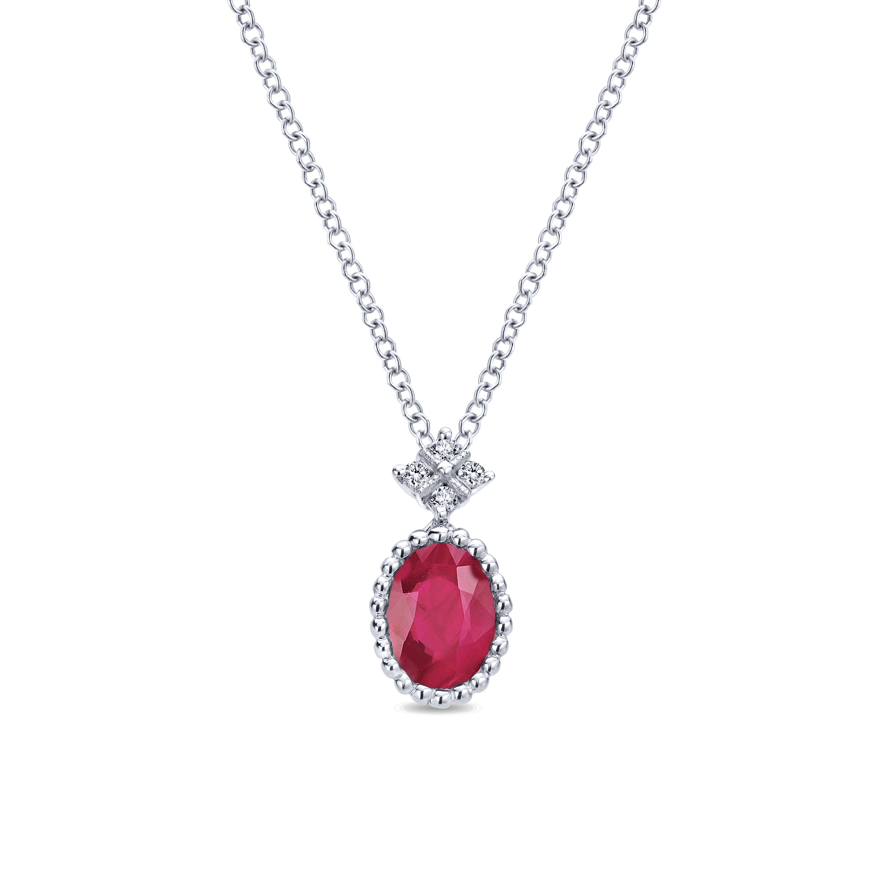 14k White Gold Diamond And Ruby Fashion 14k White Gold Diamond And Ruby Fashion