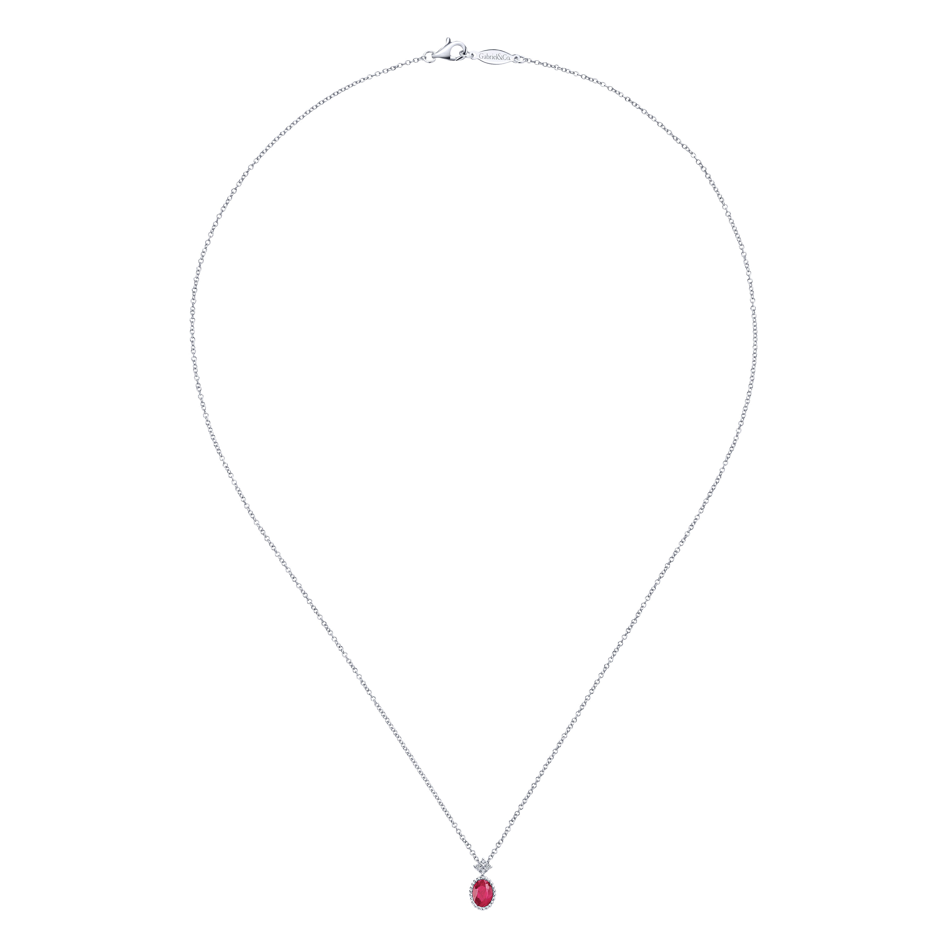 14k White Gold Diamond And Ruby Fashion Necklace angle 2 14k White Gold Diamond And Ruby Fashion Necklace angle 2