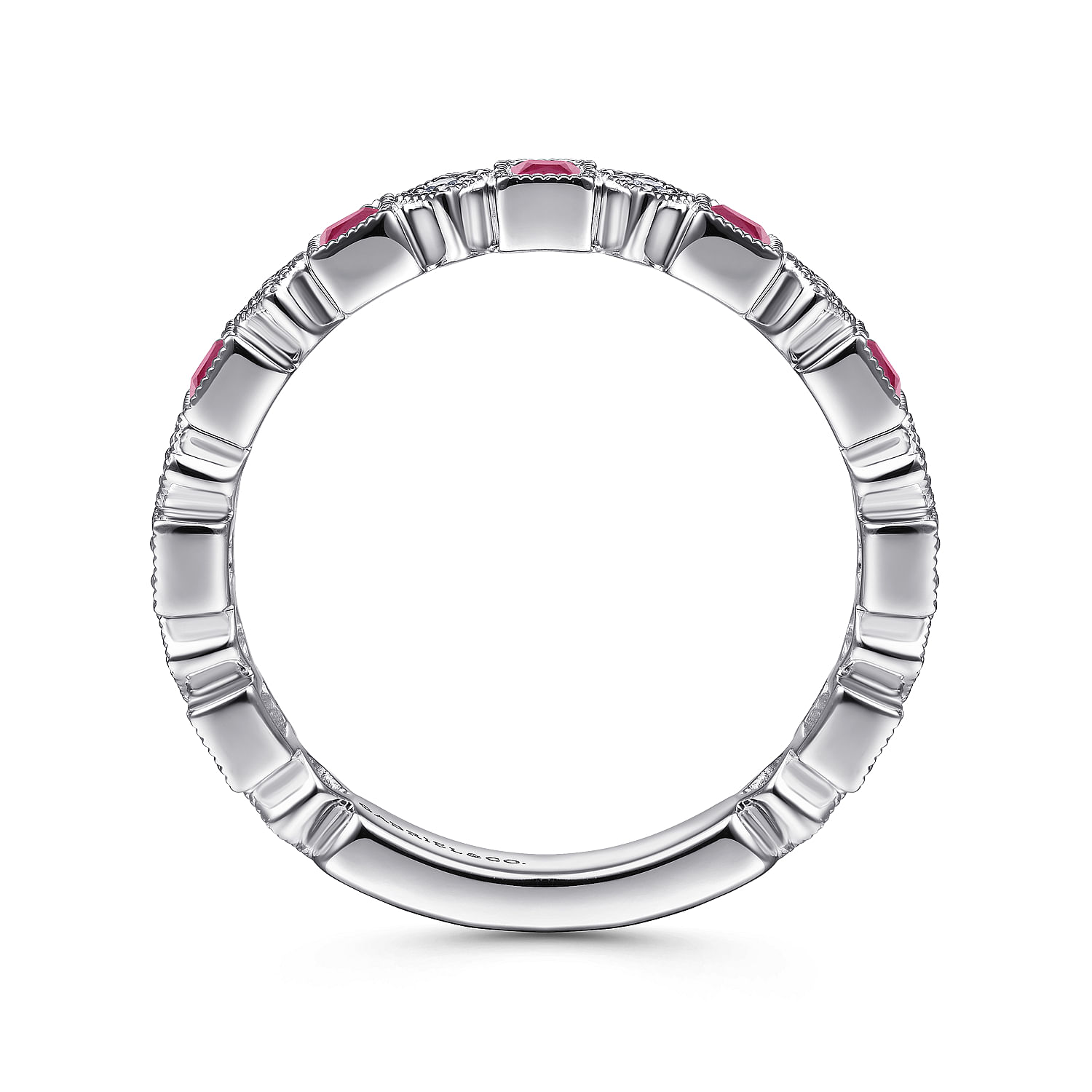 14k White Gold Diamond And Ruby Stackable Ladies 14k White Gold Diamond And Ruby Stackable Ladies