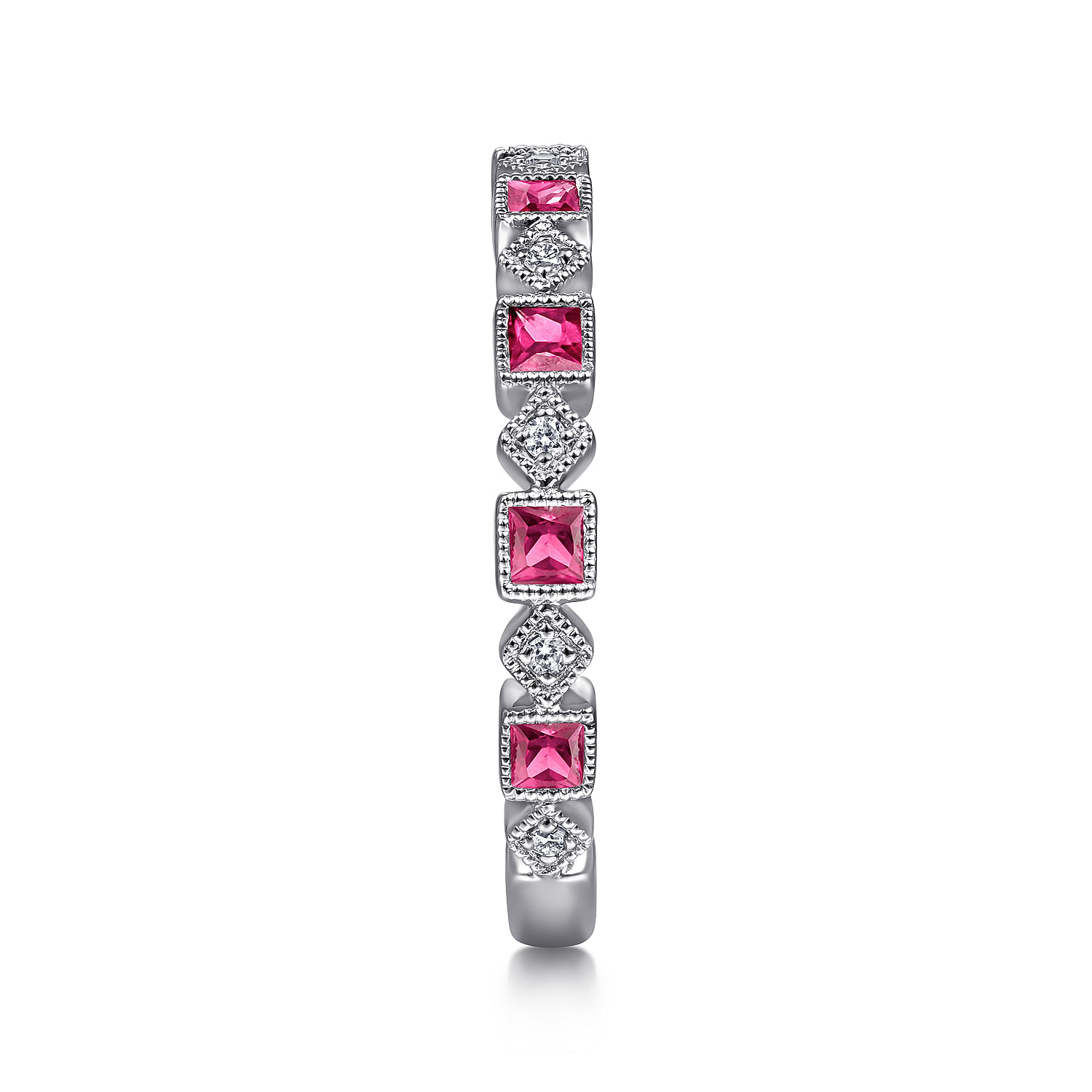 14k White Gold Diamond And Ruby Stackable Ladies 14k White Gold Diamond And Ruby Stackable Ladies