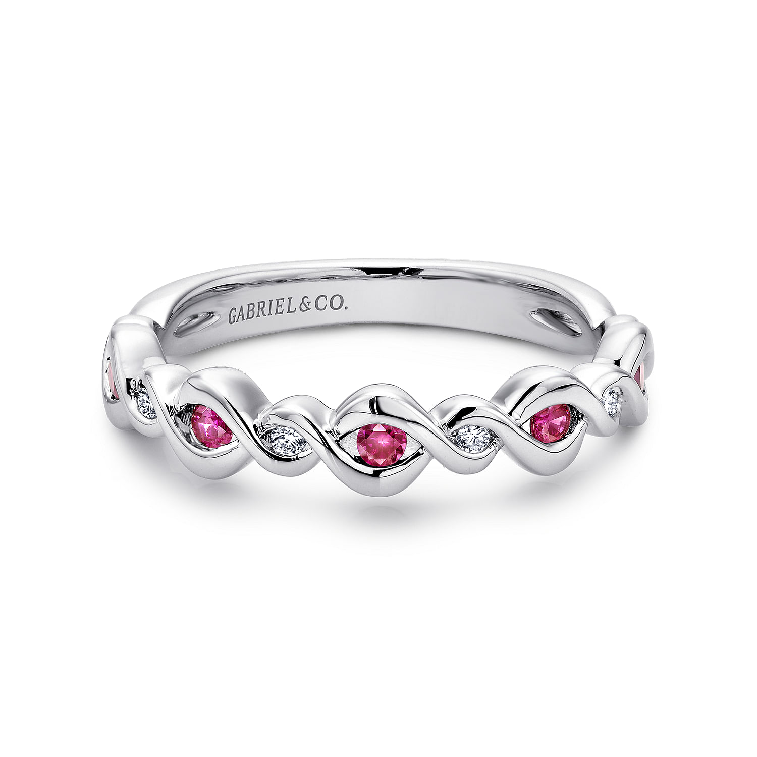 14k White Gold Diamond And Ruby Stackable 14k White Gold Diamond And Ruby Stackable