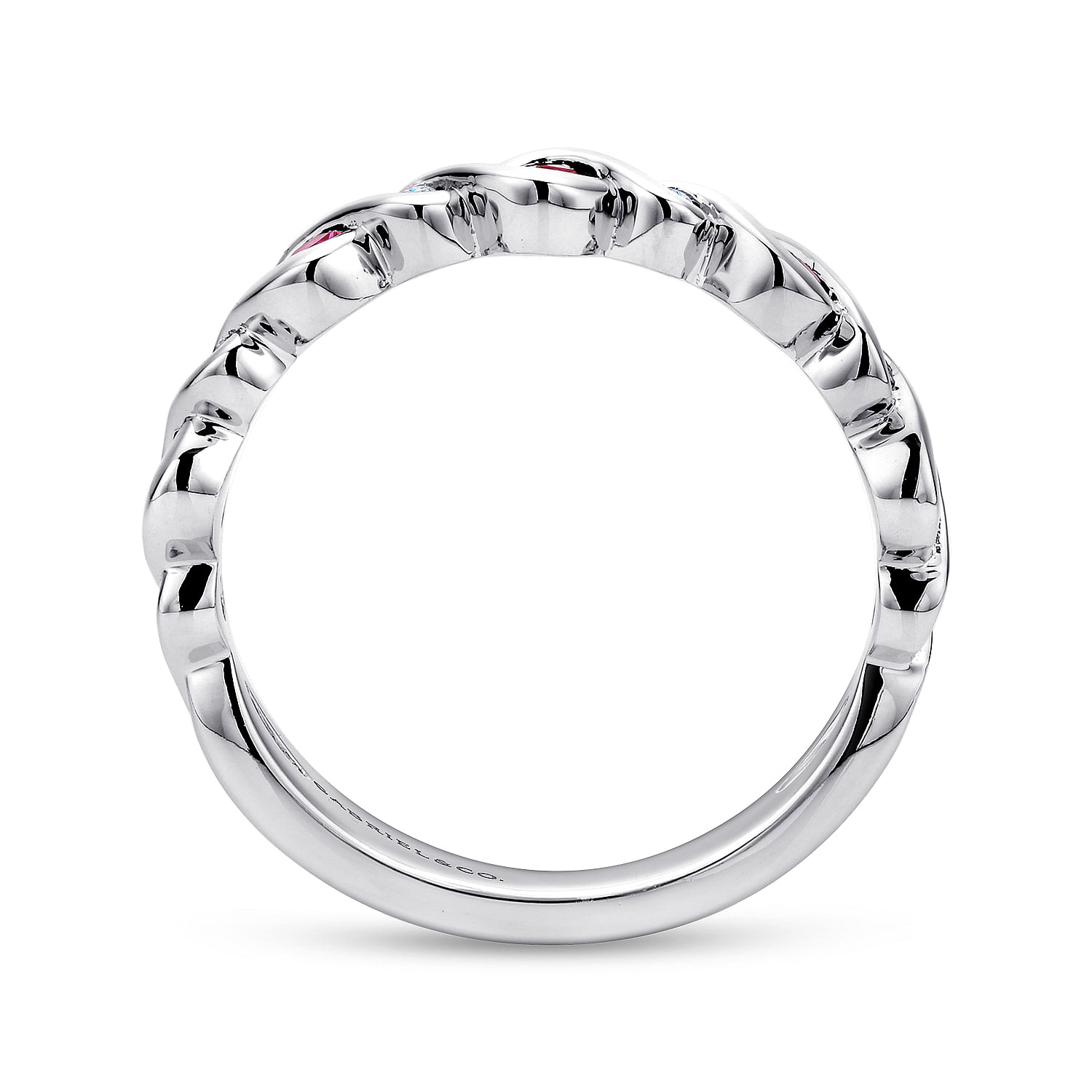 14k White Gold Diamond And Ruby Stackable Ladies 14k White Gold Diamond And Ruby Stackable Ladies